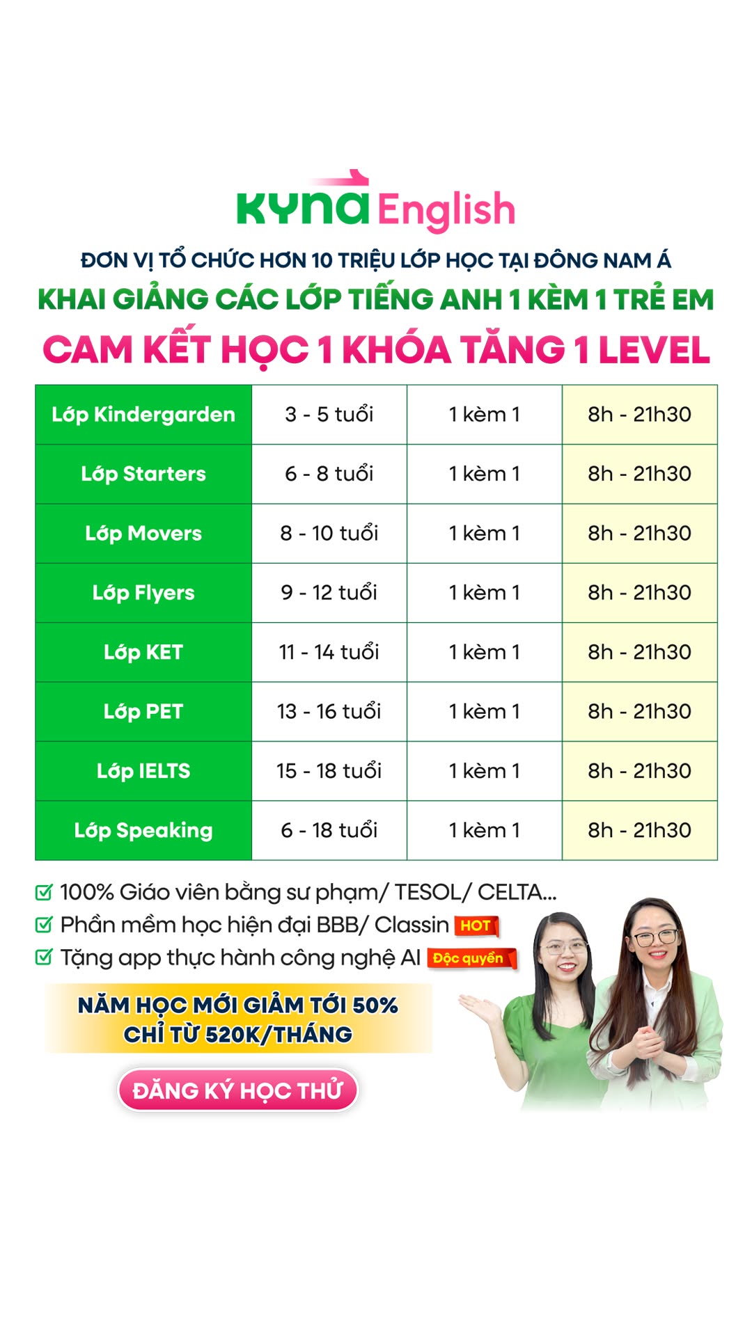 Kyna English 1 kèm 1 Facebook ad
