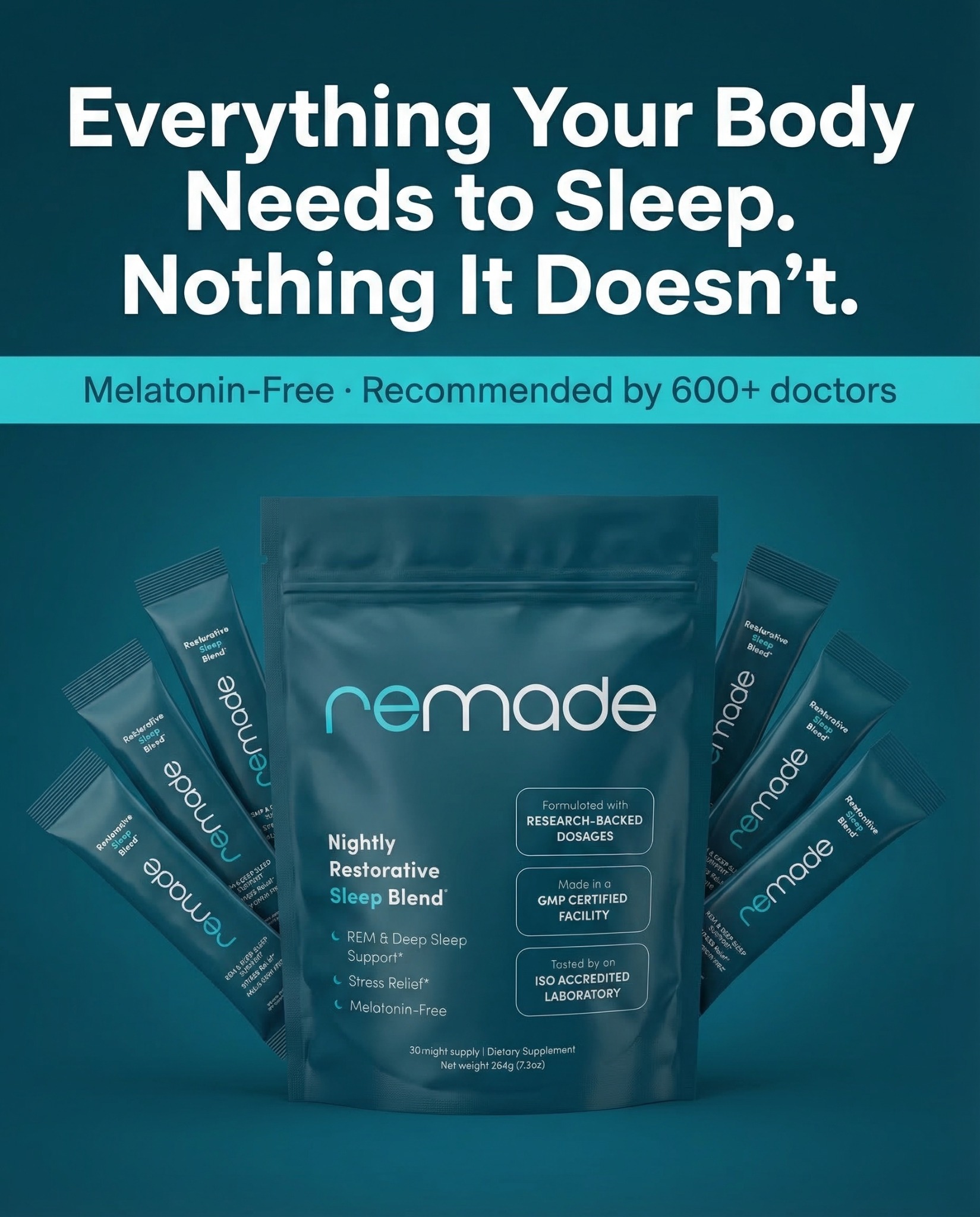 Remade Restorative Sleep Supplement Facebook ad