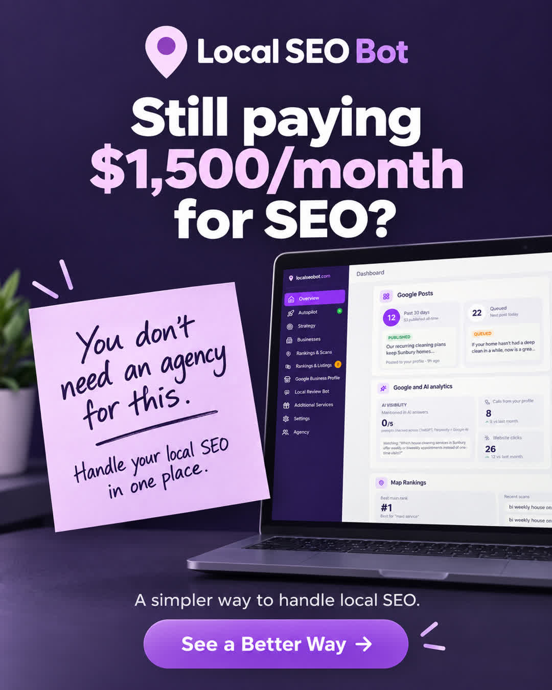 Local SEO Bot Facebook ad: A simpler way to handle local SEO