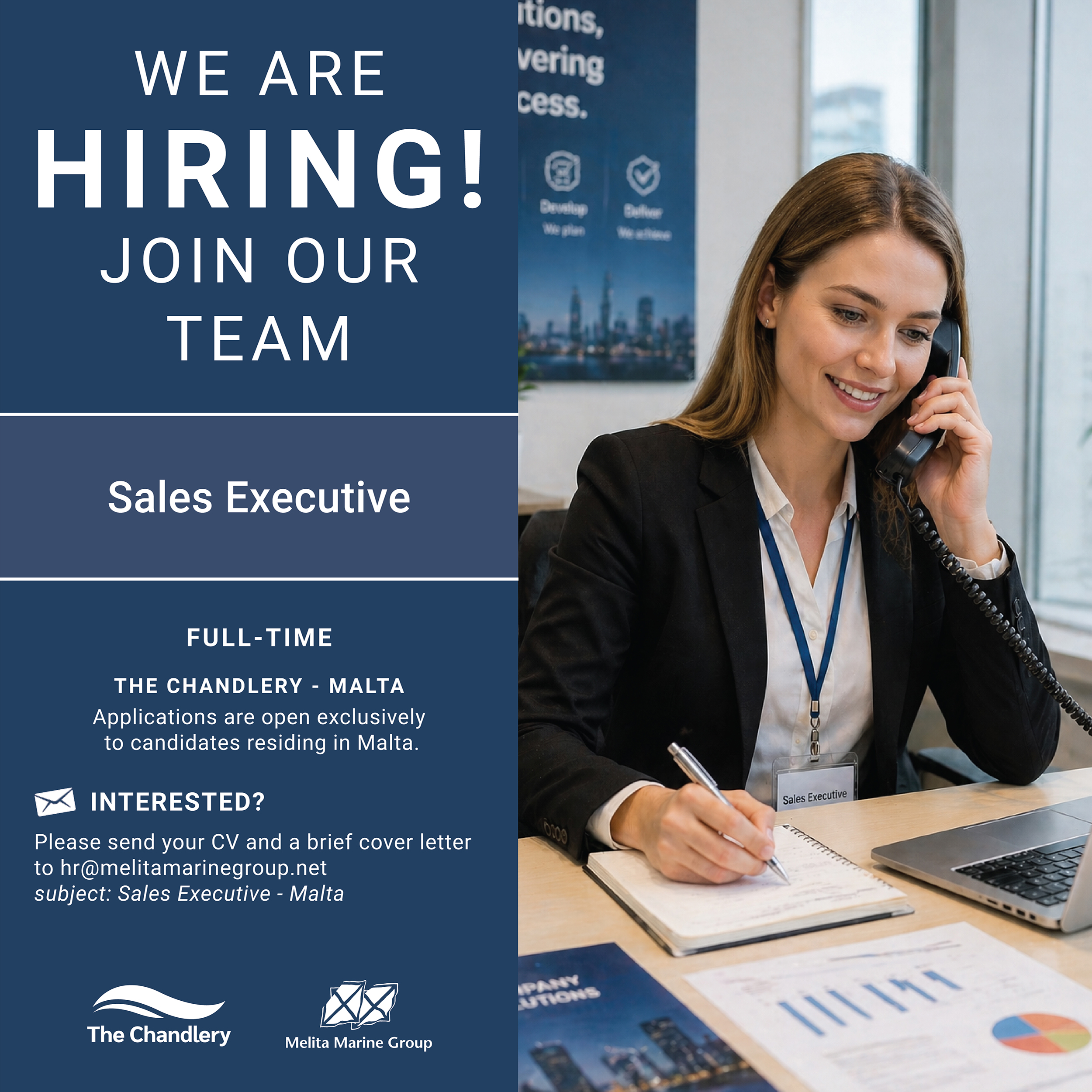 Melita Marine Group Facebook ad: Sales Executive, Chandlery Division