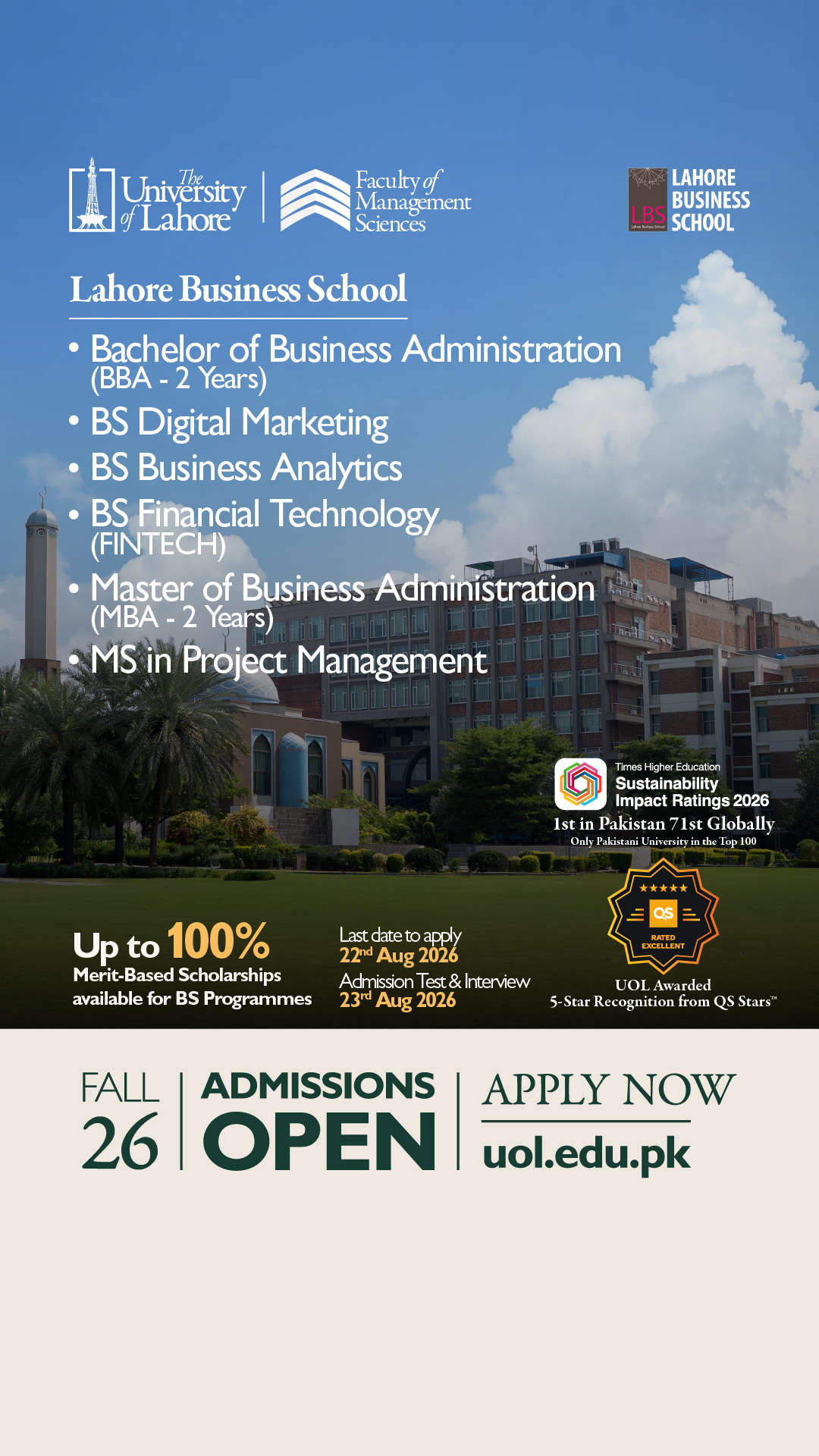 University Of Lahore Facebook ad