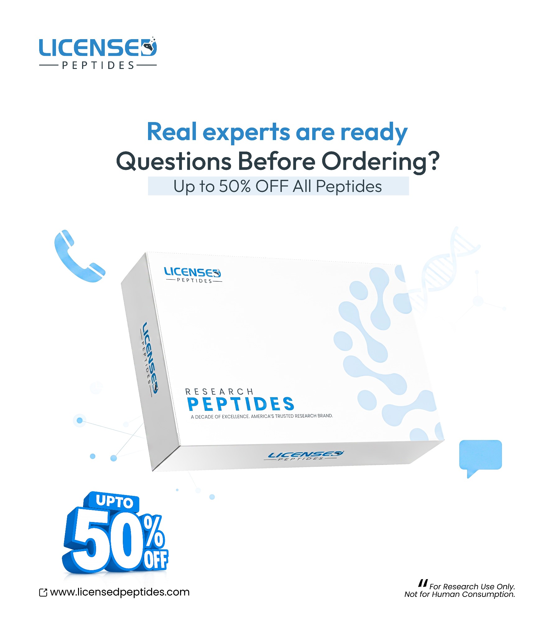 LicensedPeptides.com Facebook ad