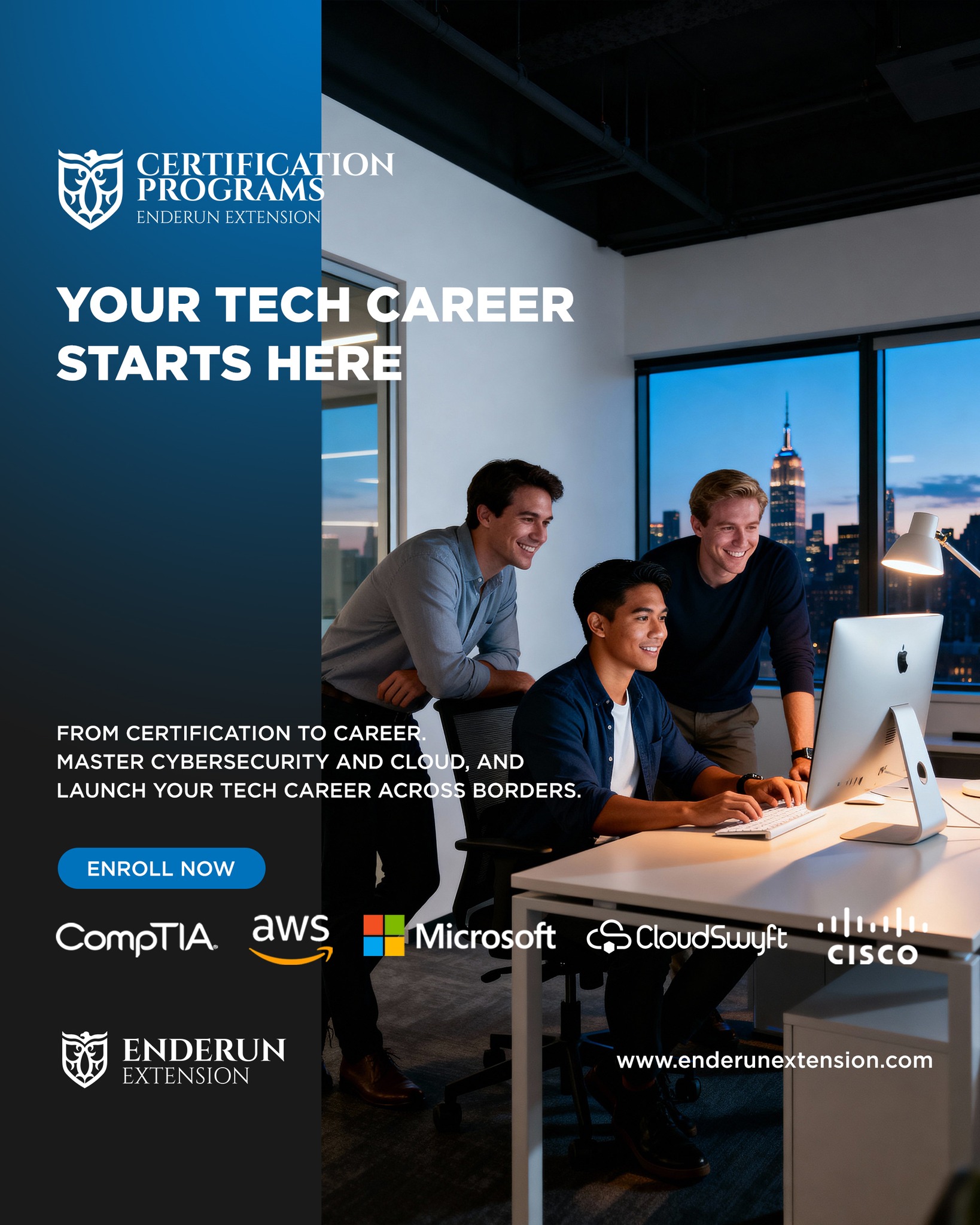 Enderun Extension Facebook ad: Launch your global tech career with Enderun Extension.