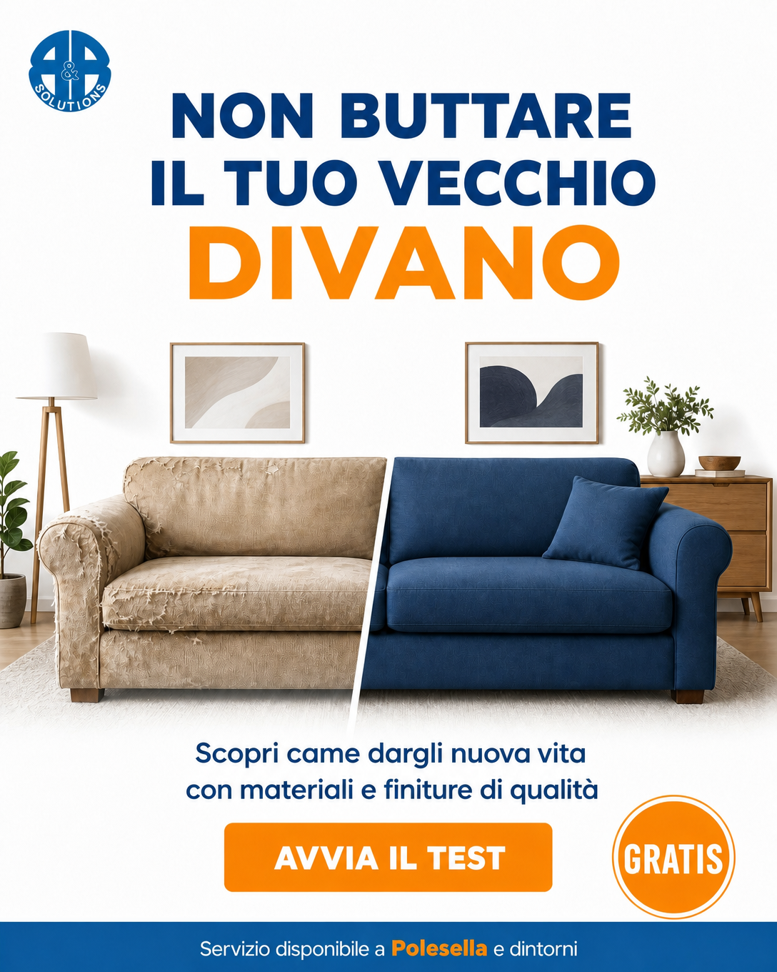 B&B Solutions Srl Facebook ad: Rifodera il divano senza spendere una fortuna