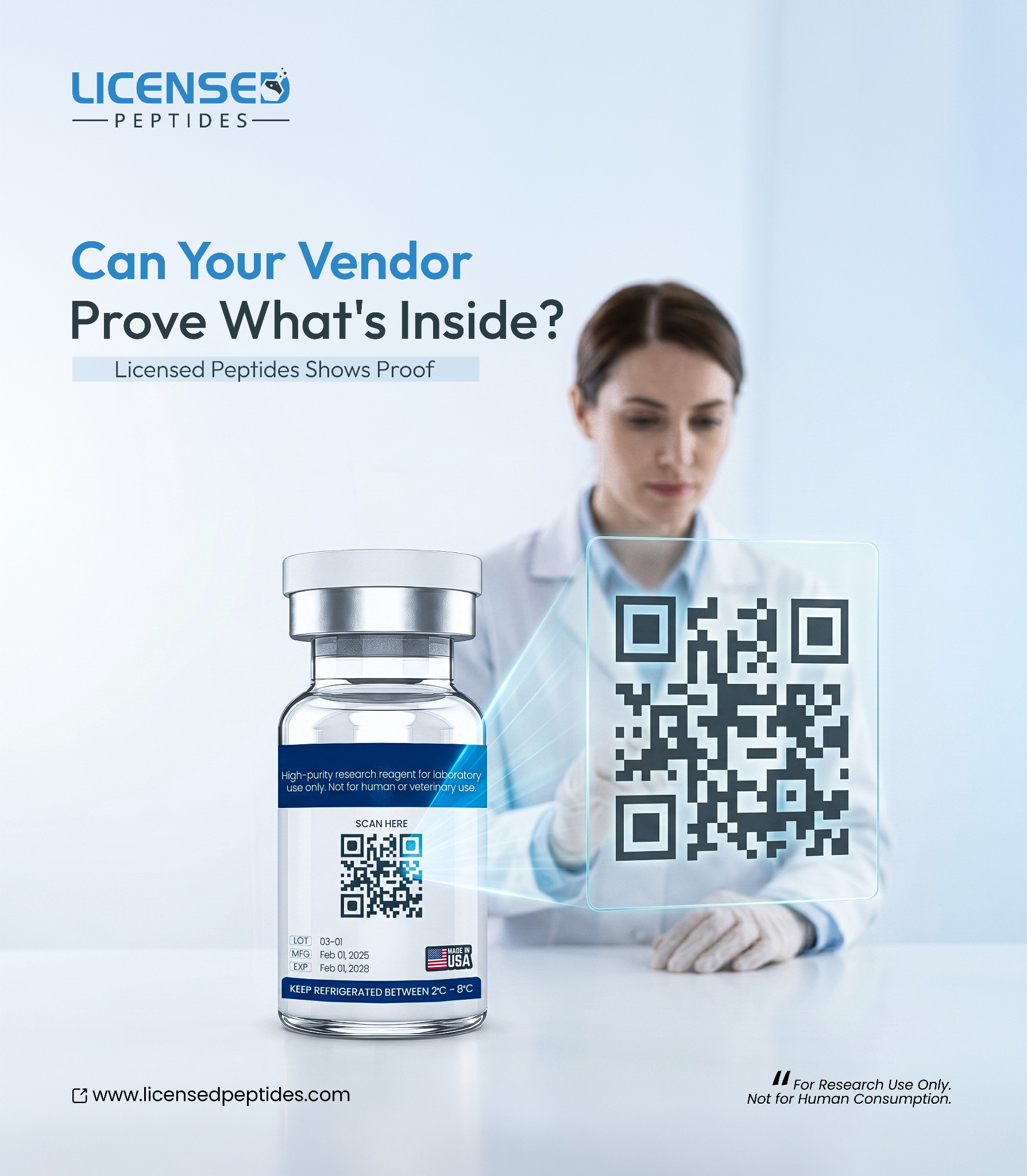 LicensedPeptides.com Facebook ad: You’ve Done The Research. Stop.