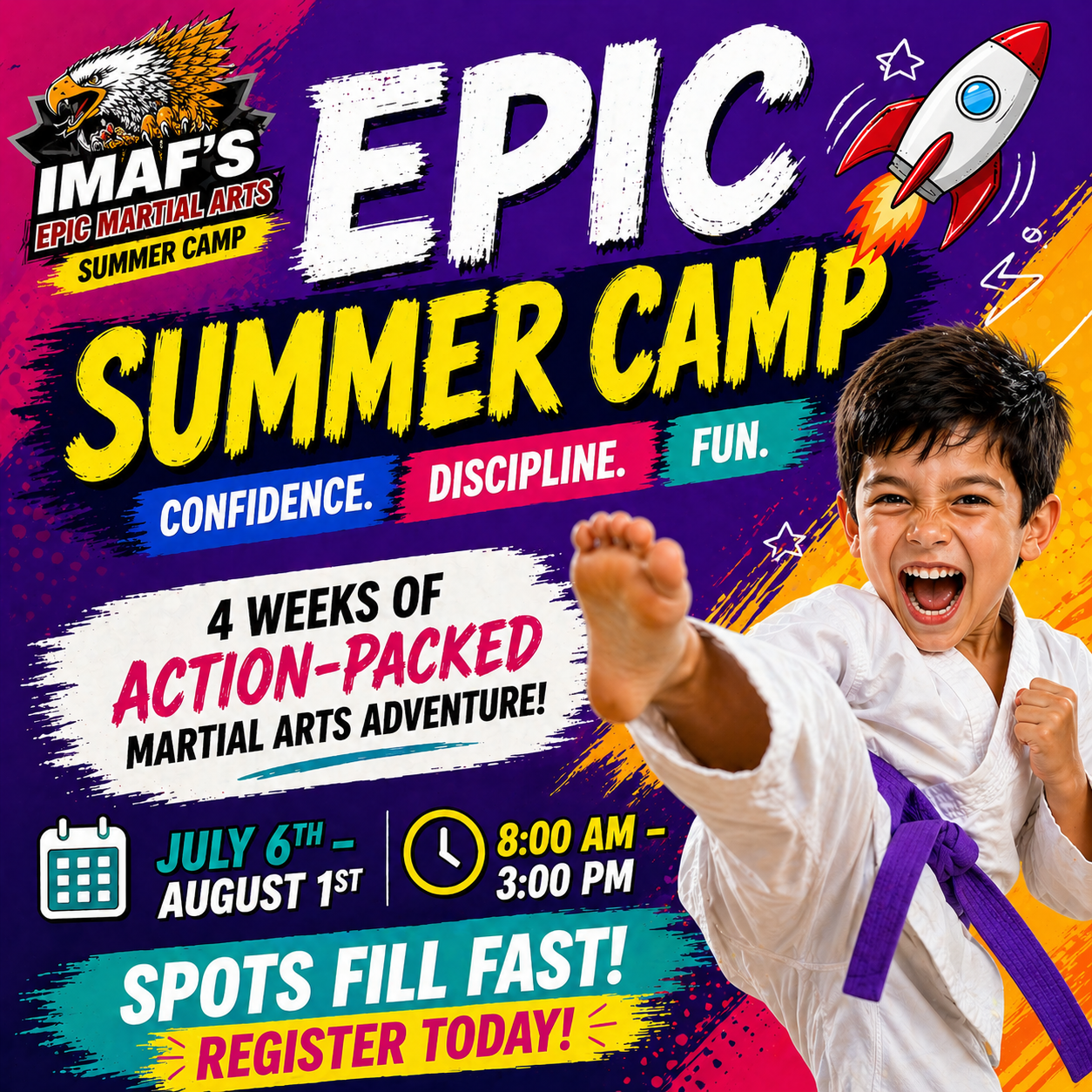 Integrated Martial Arts & Fitness Facebook ad: ๐๐๐๐
๐๐ฎ๐ฆ๐ฆ๐๐ซ ๐๐๐ฆ๐ฉ๐ฌ