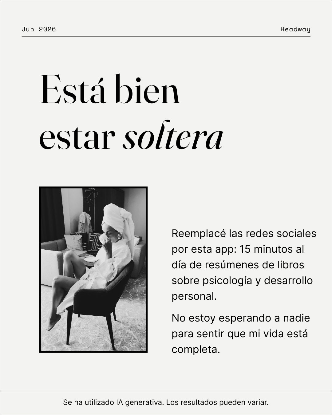 Headway: App de crecimiento diario Español Facebook ad: La ciencia dice: las sesiones cortas superan a las largas