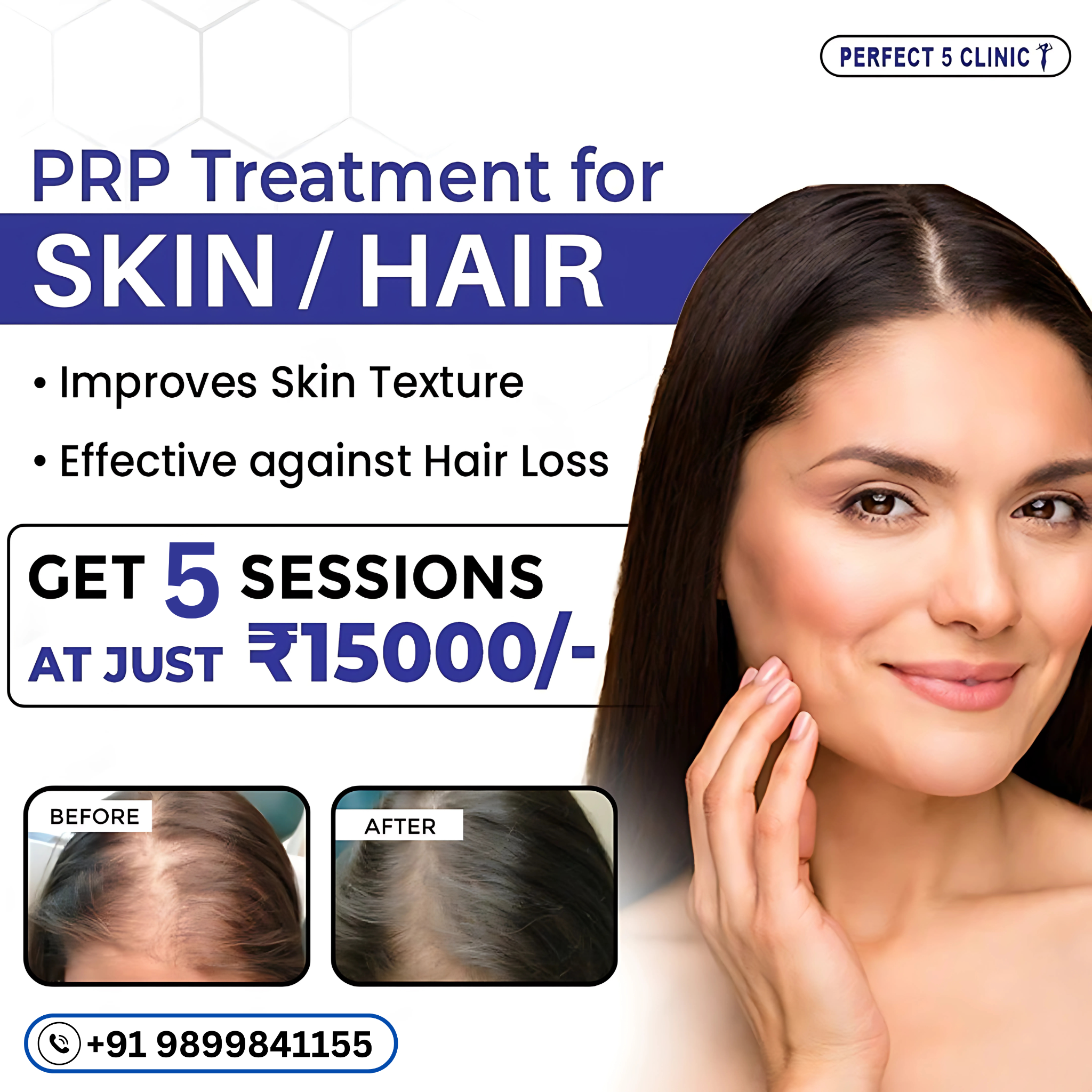 Perfect 5 clinic - Hyderabad Facebook ad: Struggling with hair thinning or skin texture issues? Try…