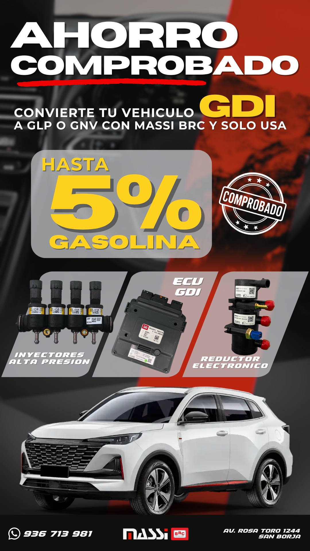 Massi Gas BRC Facebook ad: ¡Ahorro Comprobado en motores GDI!