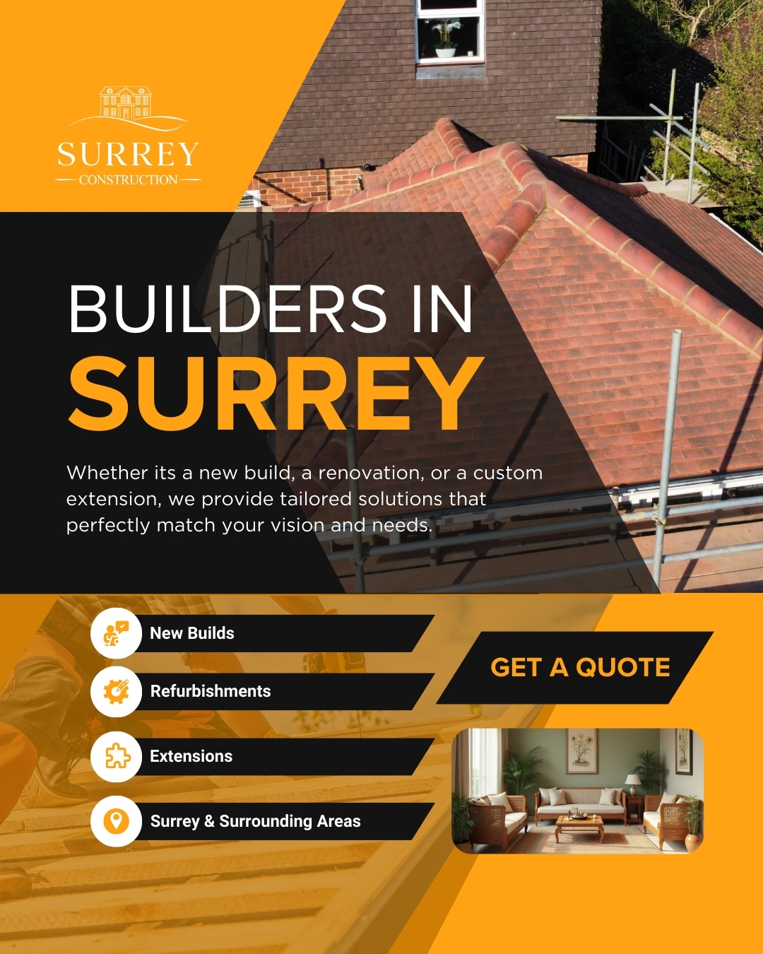 Surrey Construction Ltd Facebook ad: Trusted Builders - Surrey & London - Get a Quote