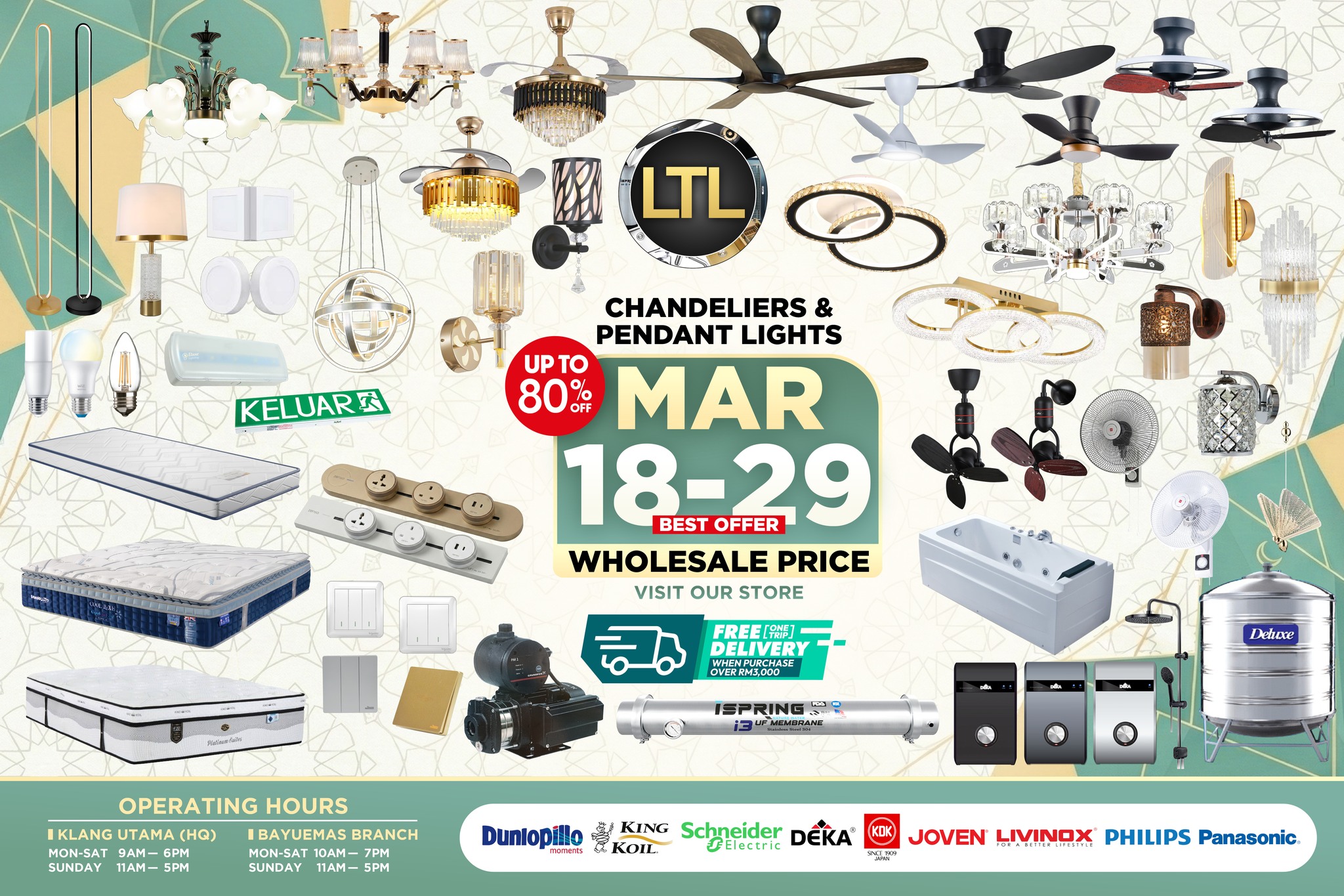 LTL Global Sdn Bhd-One Stop Specialize In Bath,Kitchen,Lighting & Mattress Facebook ad: 𝐋𝐈𝐆𝐇𝐓𝐈𝐍𝐆 𝐁𝐀𝐓𝐇 𝐊𝐈𝐓𝐂𝐇𝐄𝐍 𝐌𝐀𝐓𝐓𝐑𝐄𝐒𝐒