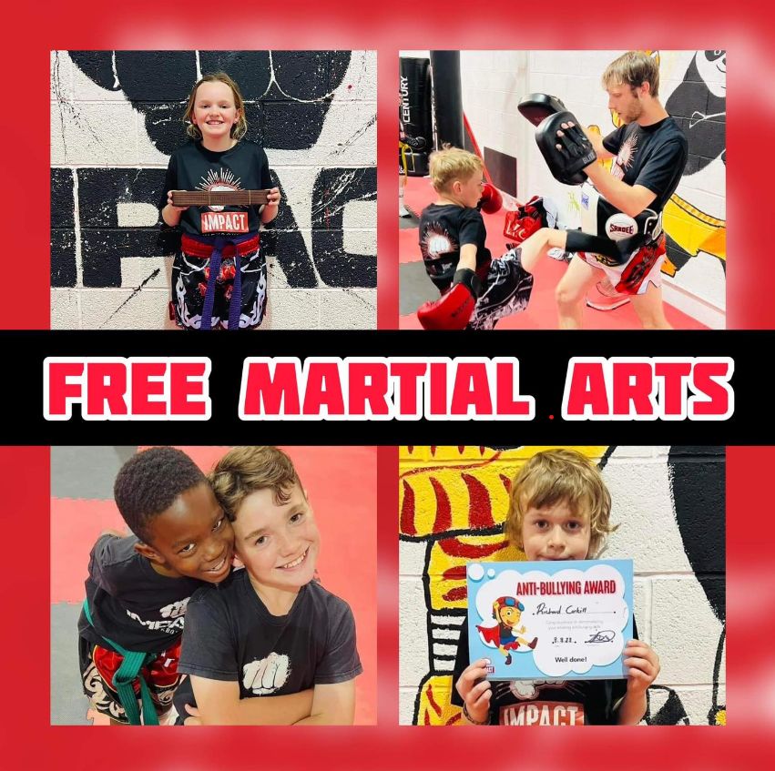 Impact Kickboxing Facebook ad: FREE KIDS Kickboxing!