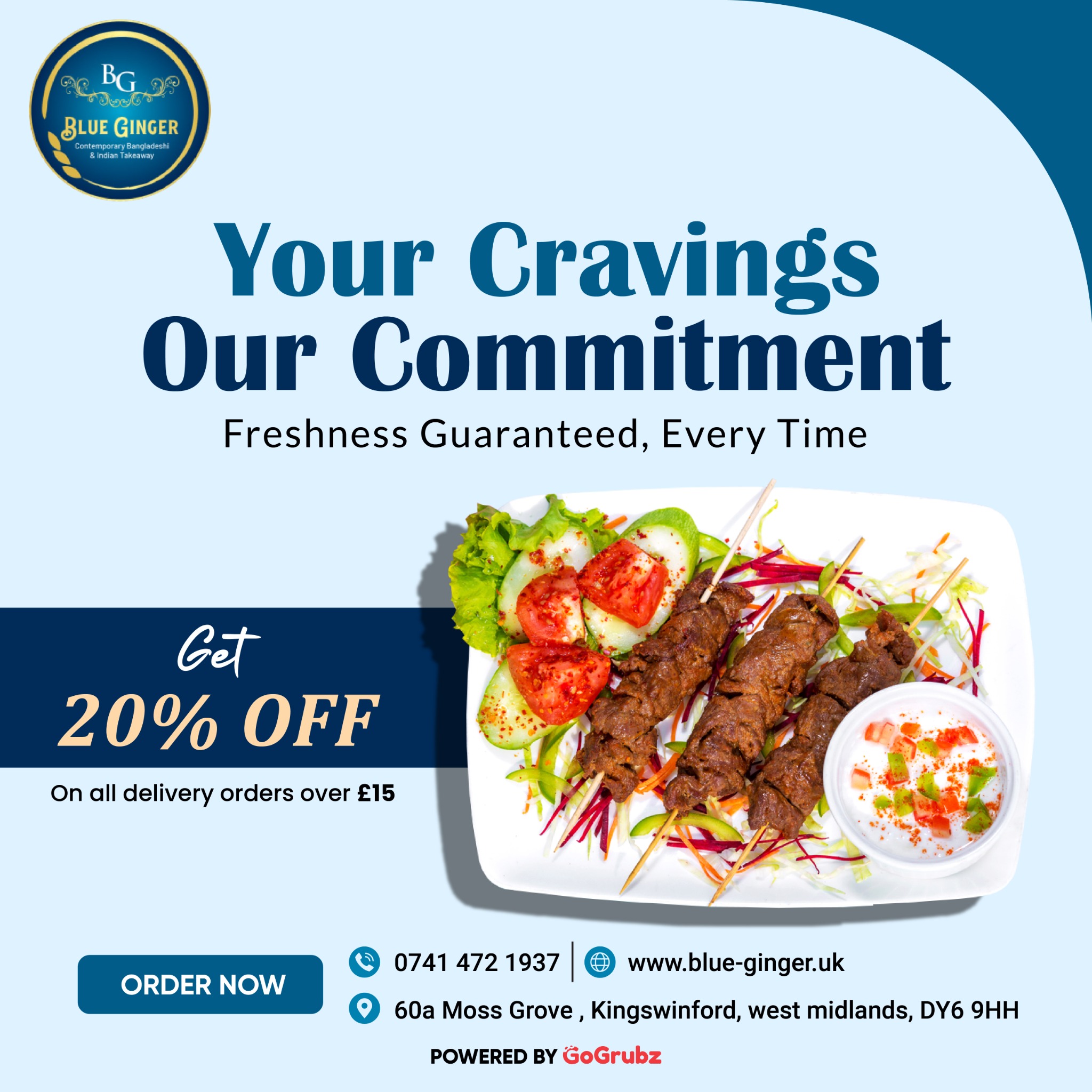 Go Grubz Facebook ad: Get 20% Discount on all online order