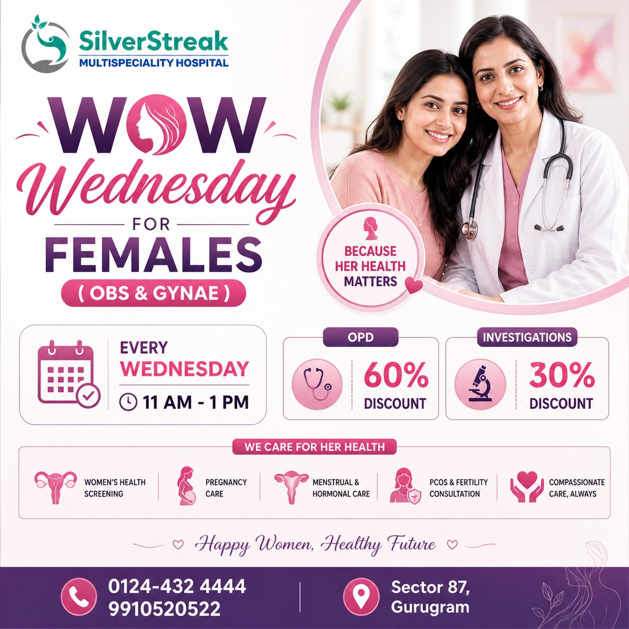 Silver Streak Multi Specialty Hospital Facebook ad: OPD 60% OFF