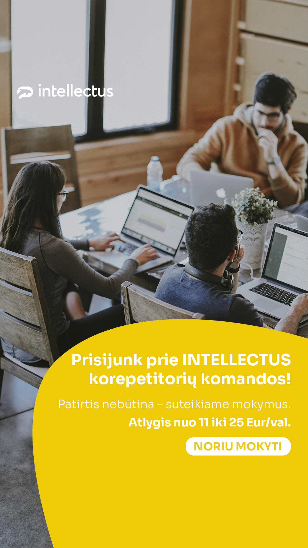 Anglų kalbos mokykla Intellectus Facebook ad: Tapk Intellectus korepetitoriumi!