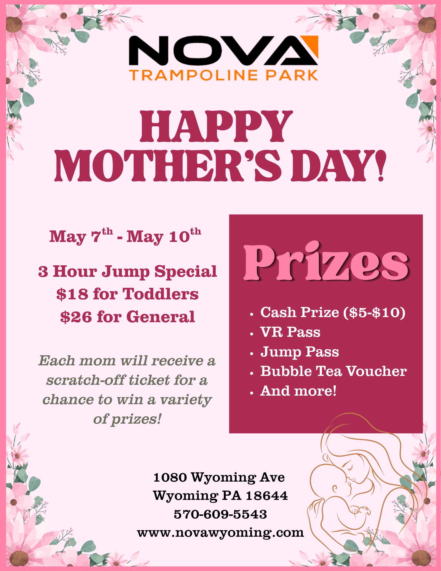 Nova Trampoline Park Wyoming Facebook ad: MOTHER’S DAY FUN STARTS HERE