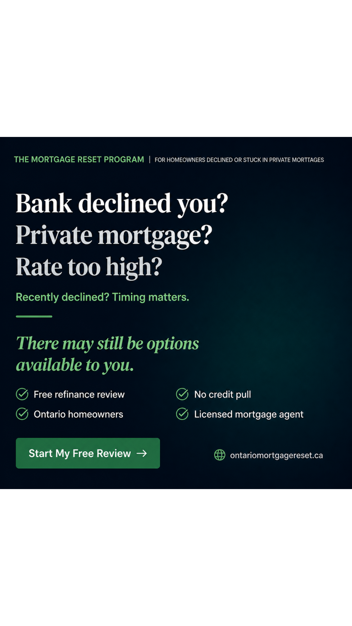 Ontario Mortgage Reset Facebook ad