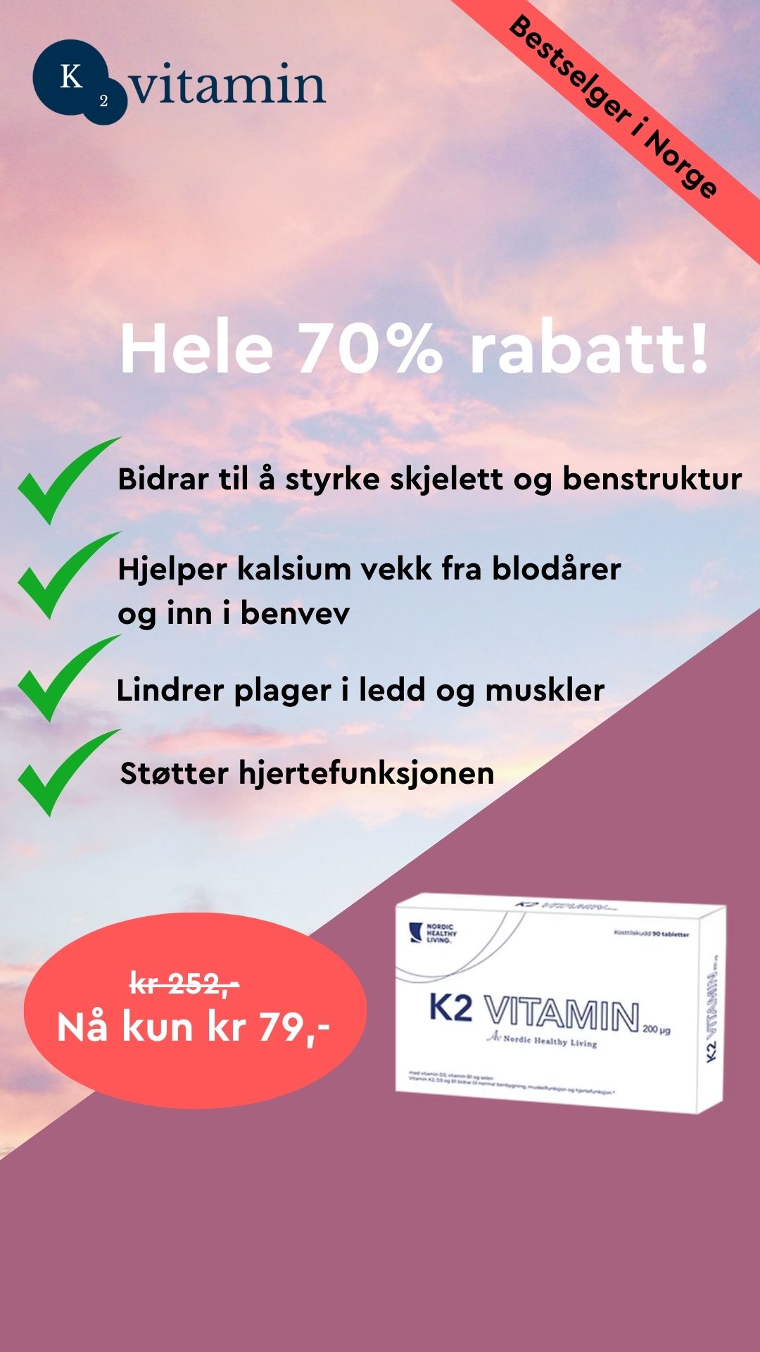 K2 vitamin Norge Facebook ad