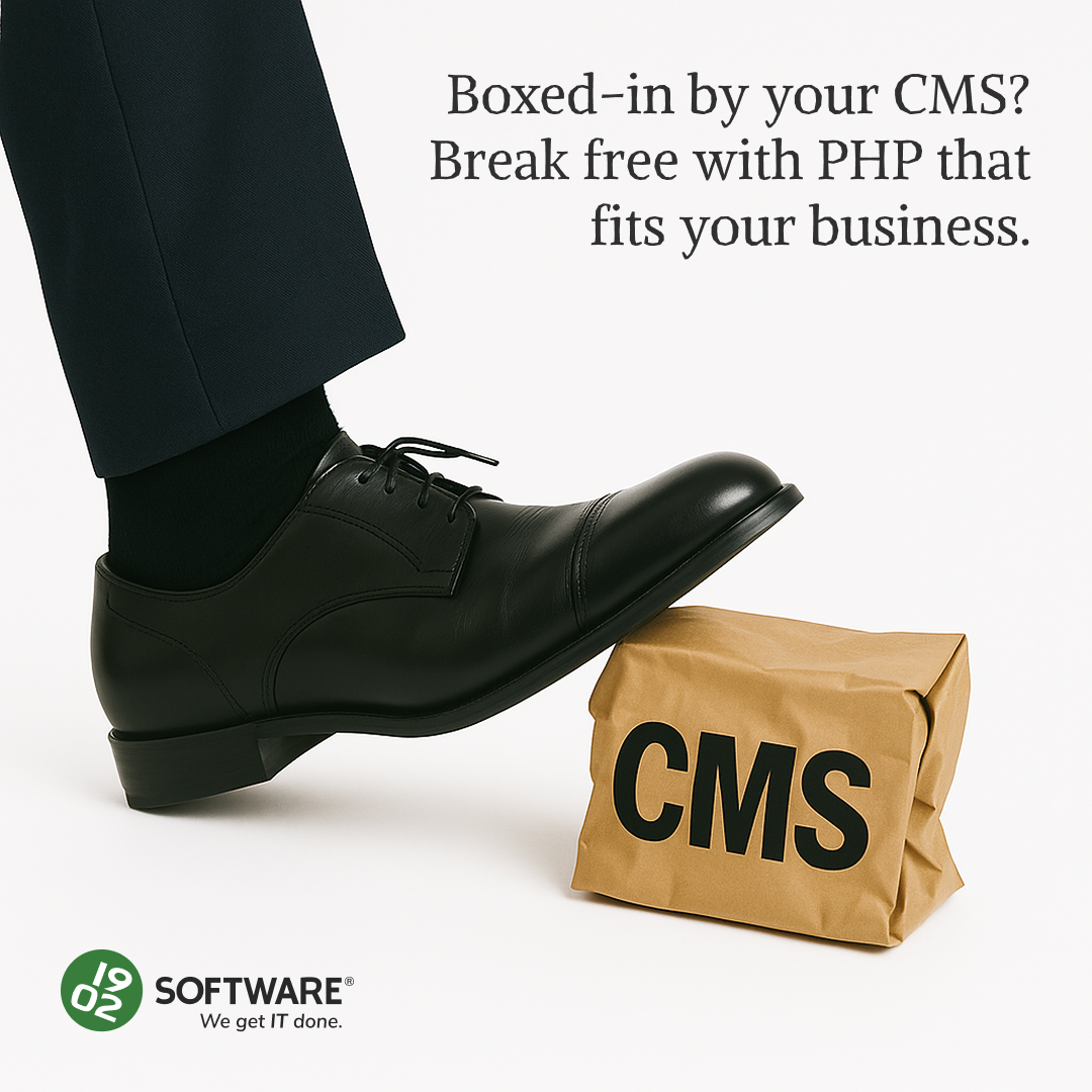 1902 Software Development Facebook ad: No more boxed-in solutions