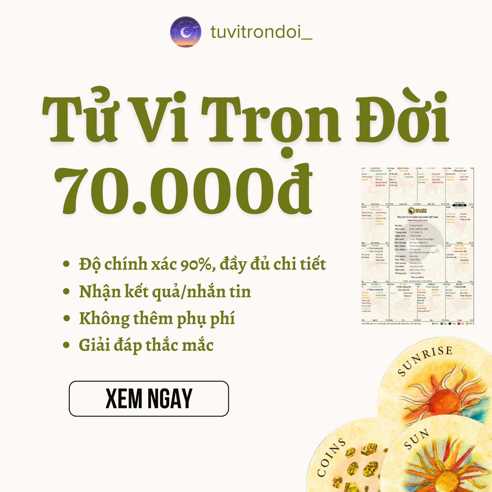Tử Vi Trọn Đời Facebook ad: XEM TỬ VI TRỌN ĐỜI chỉ 70k