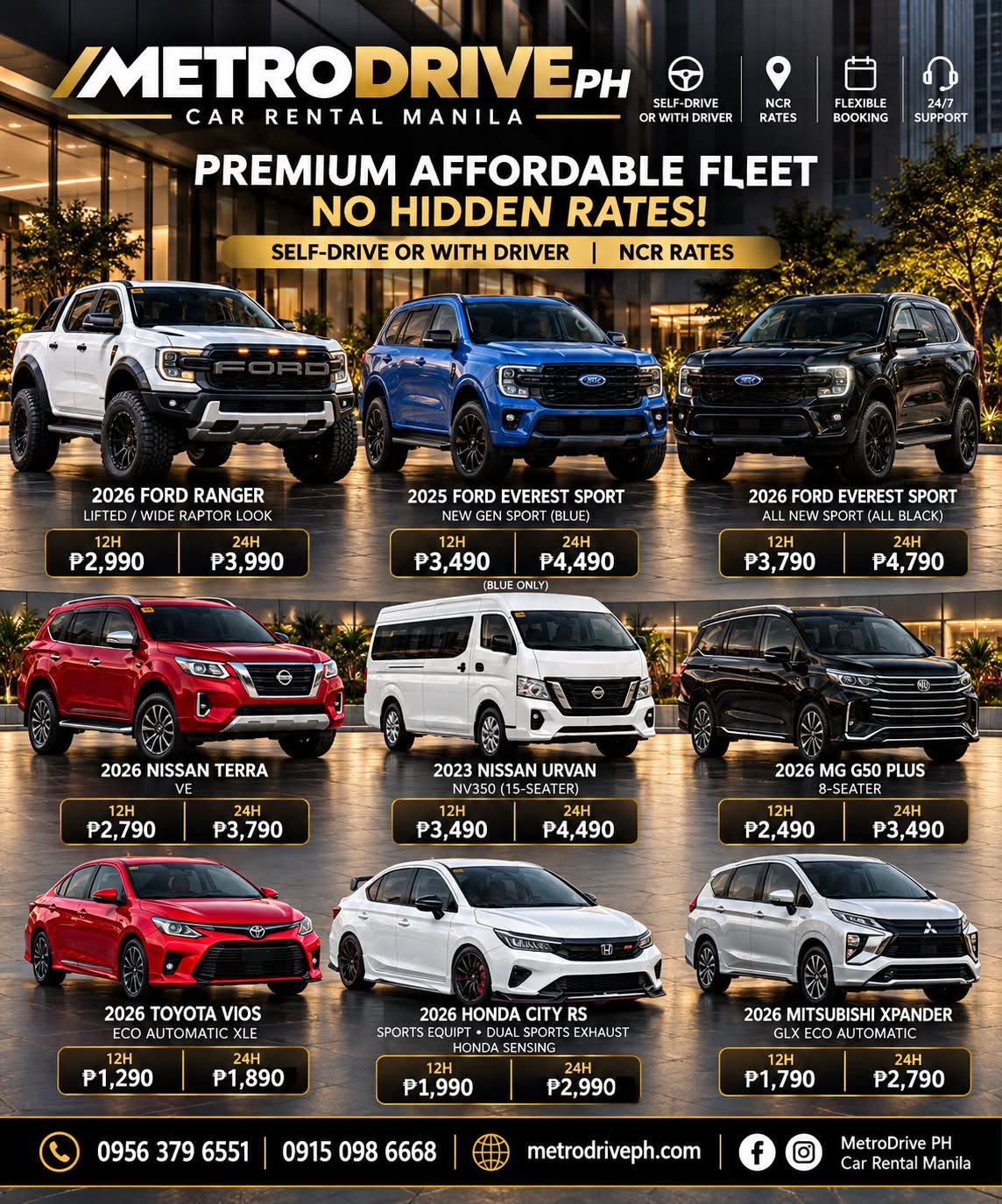 Metrodrive PH Car Rental Manila Facebook ad: WWW.METRODRIVEPH.COM - Car Rental