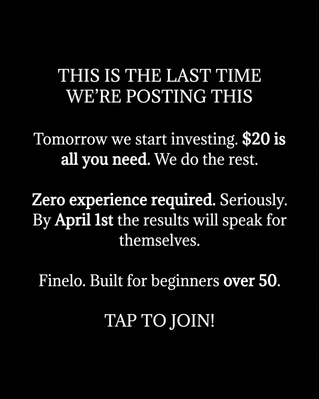Finelo Facebook ad: Start Now!