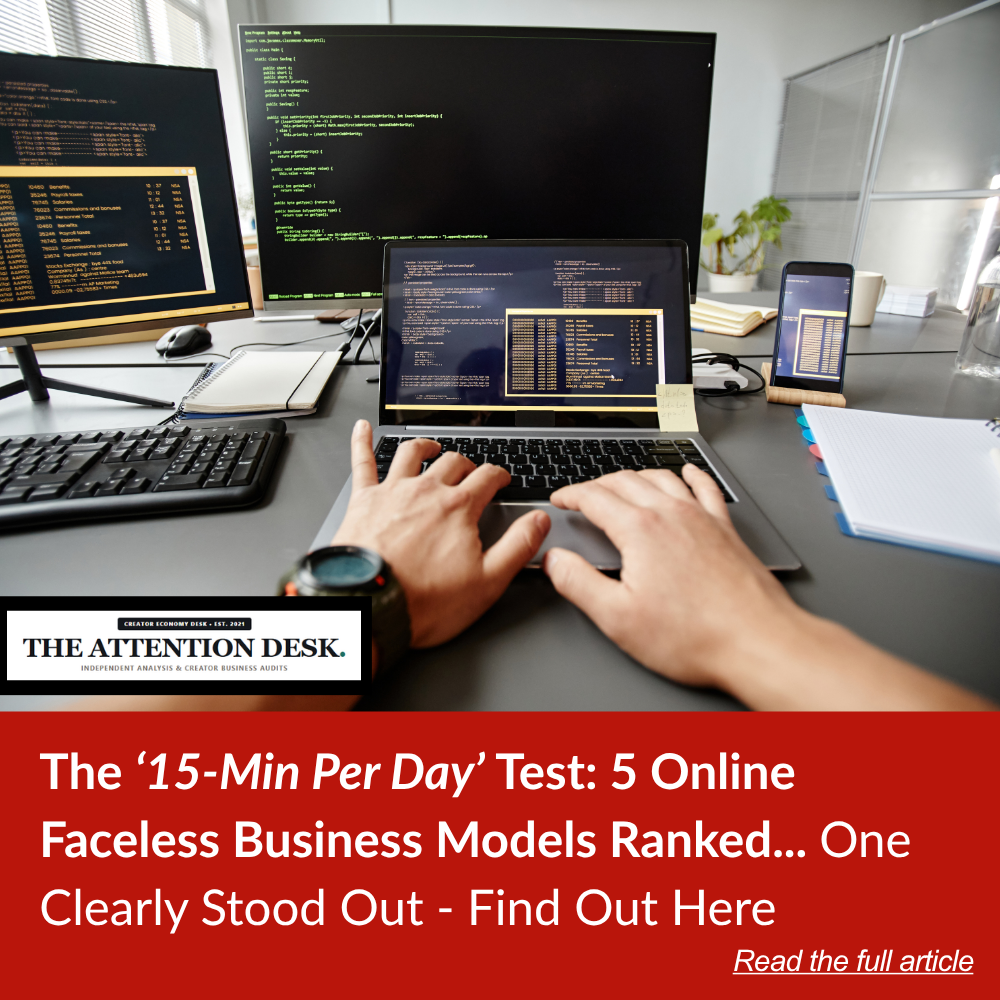 The Attention Desk Facebook ad: The 60-Day Test: Five Biz Models But Only One Had Zero Cam…