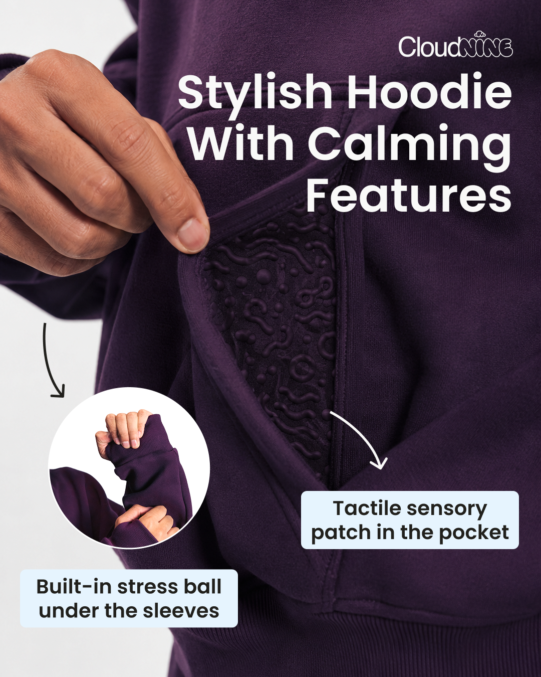 Cloud Nine Facebook ad: Squeeze & Fidget Away Anxiety