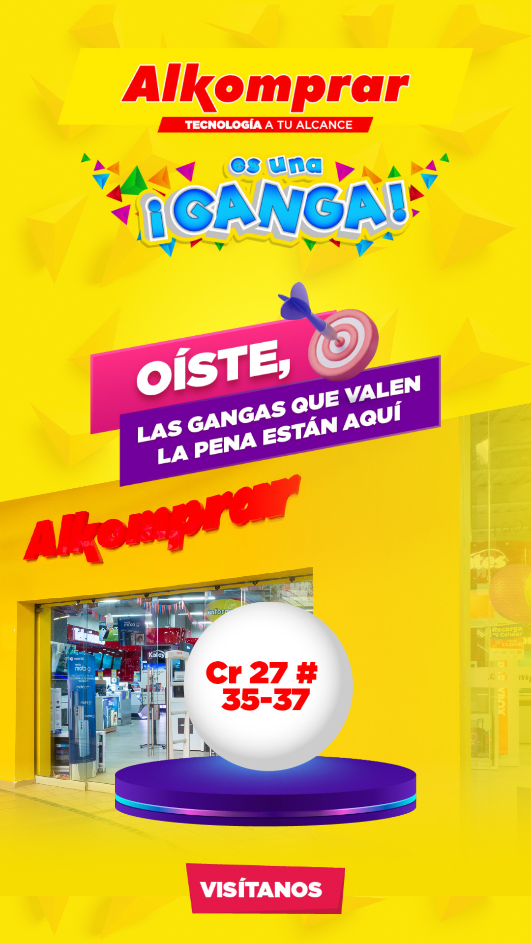 Alkomprar Facebook ad: ¡Te esperamos en la Cr 27!