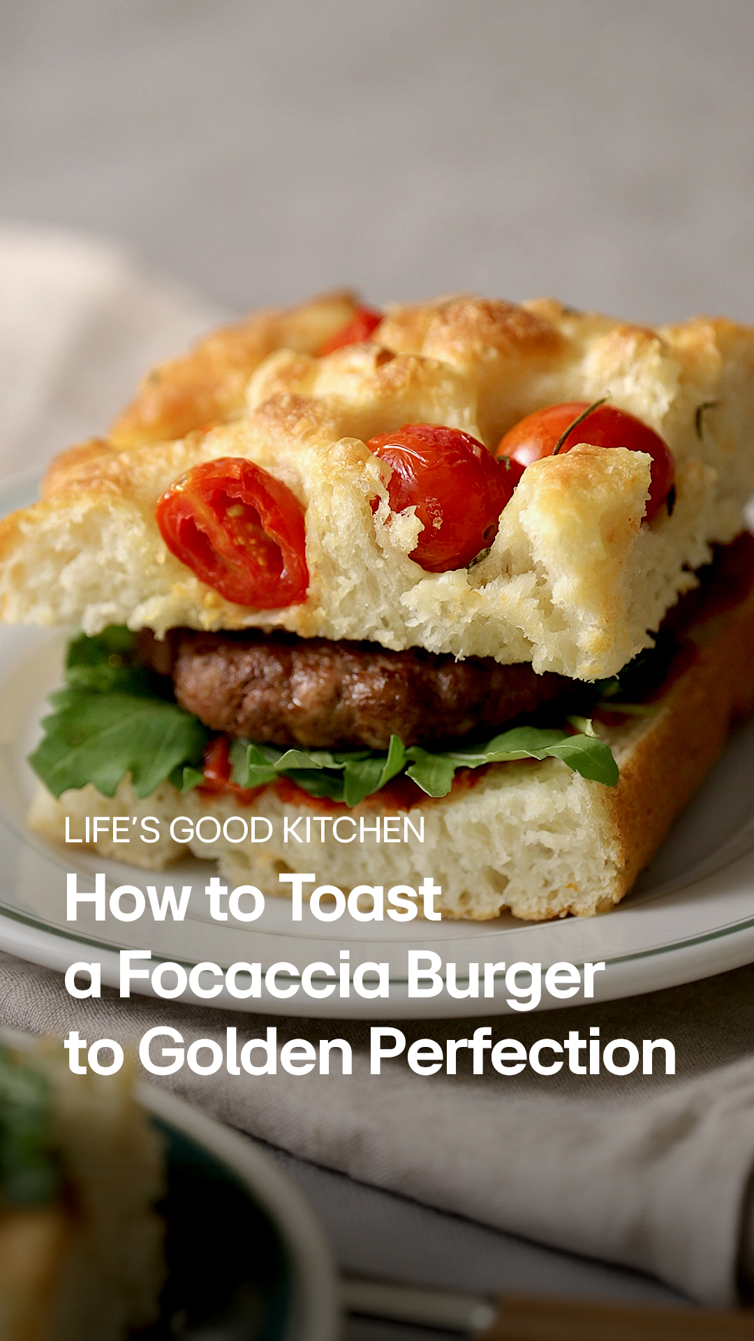 Life's Good Kitchen Facebook ad: Add this Focaccia Burger to your fall dinner…