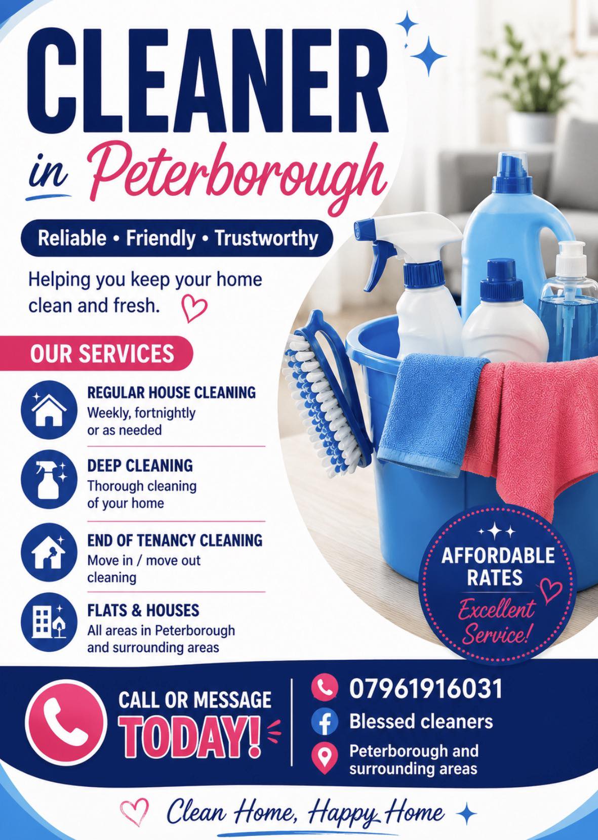 Blessed cleaners Facebook ad