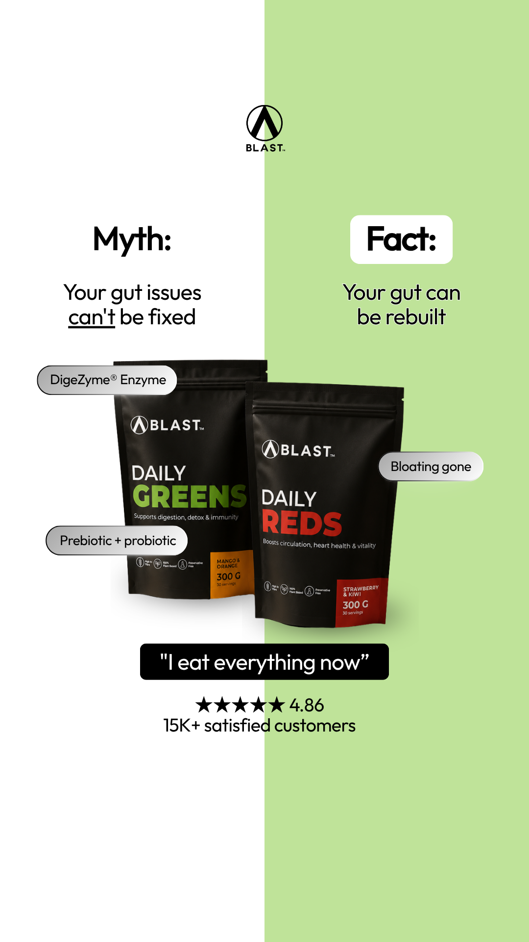 Blast Vitality Facebook ad: Your Gut Knows
