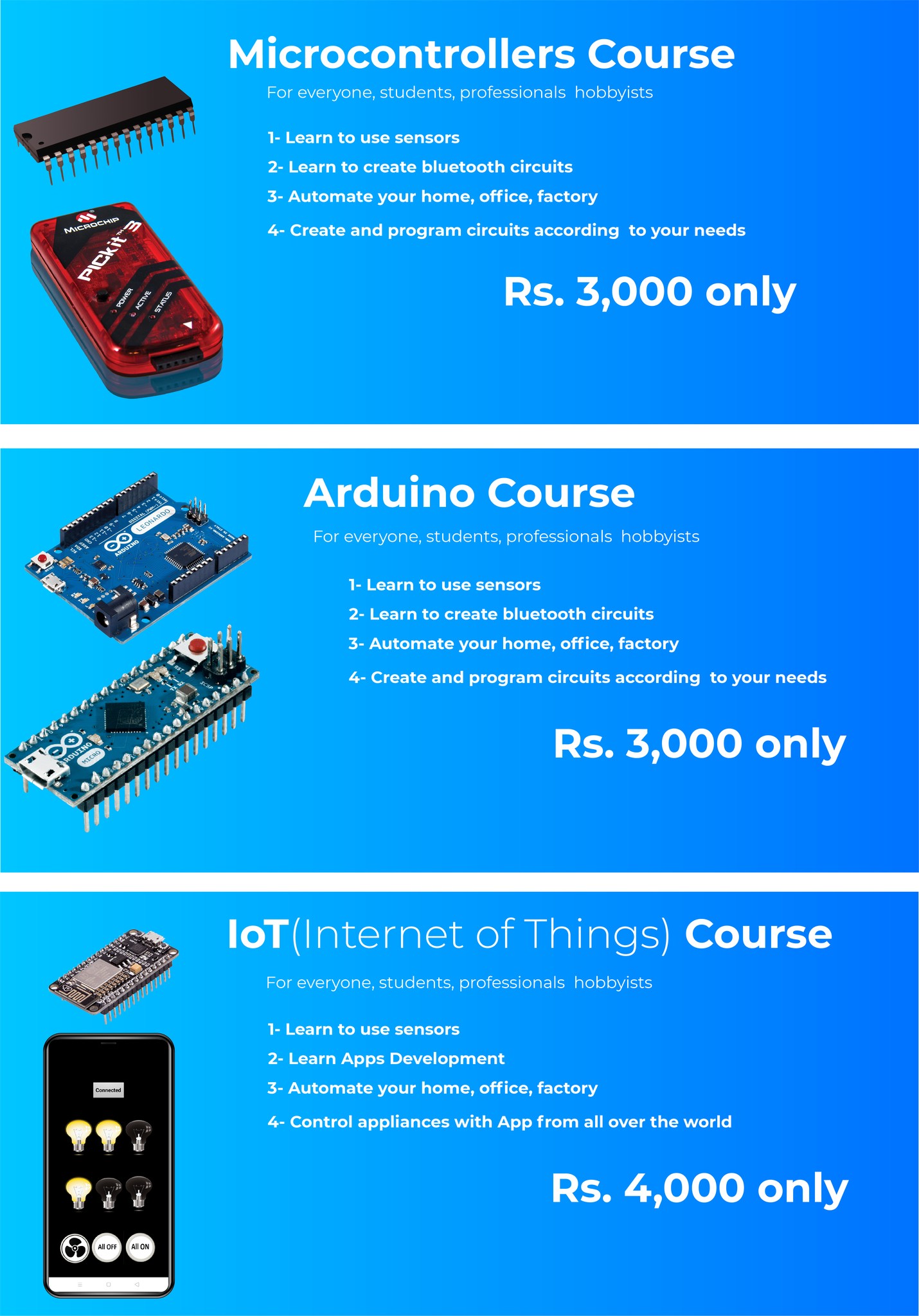 Automation Desk Embedded Courses Facebook ad: Microcontrollers Courses for everyone