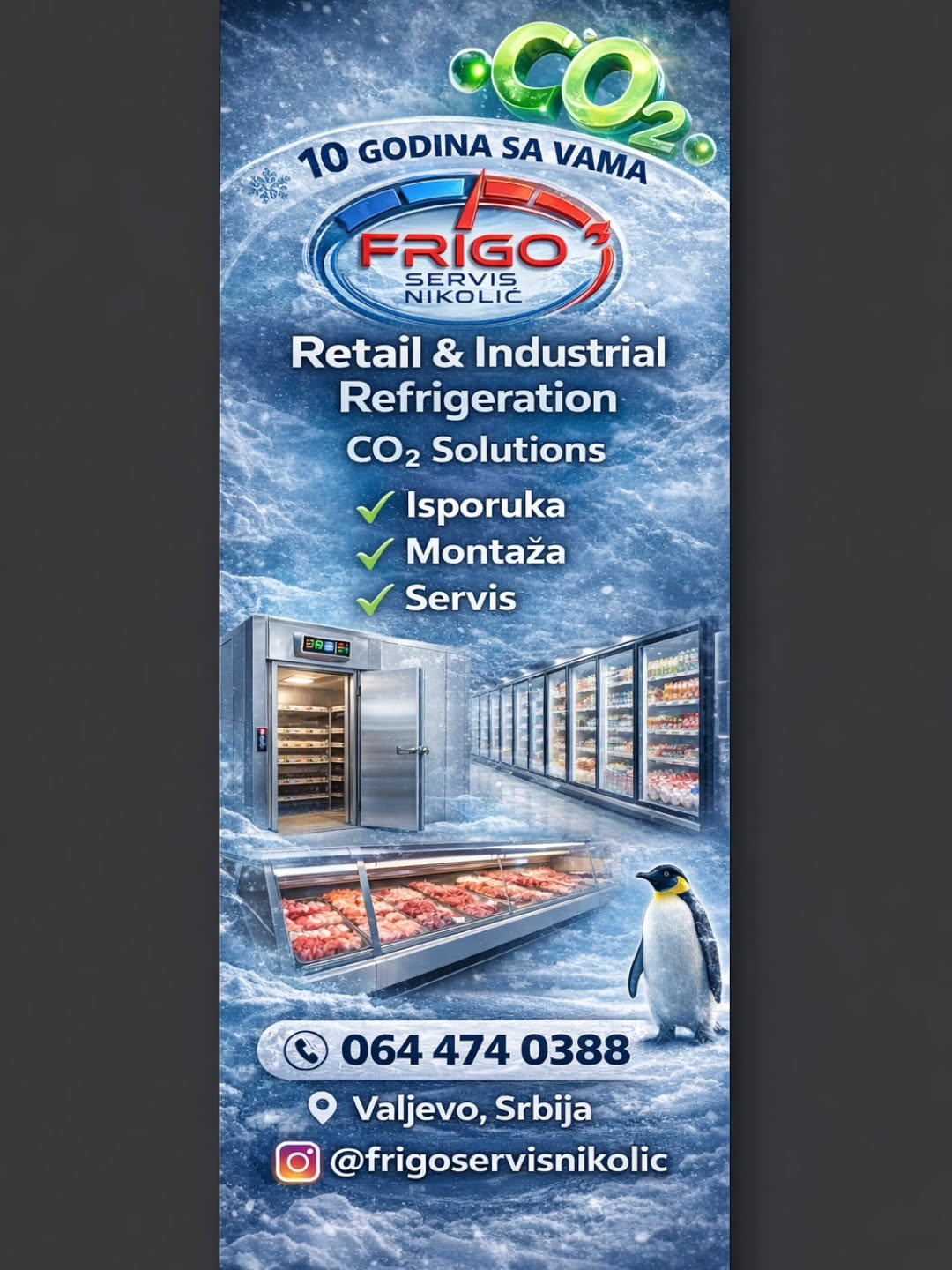 Frigo Servis Nikolić Facebook ad: Pouzdan partner za rashladne sisteme i CO₂ tehnologiju.