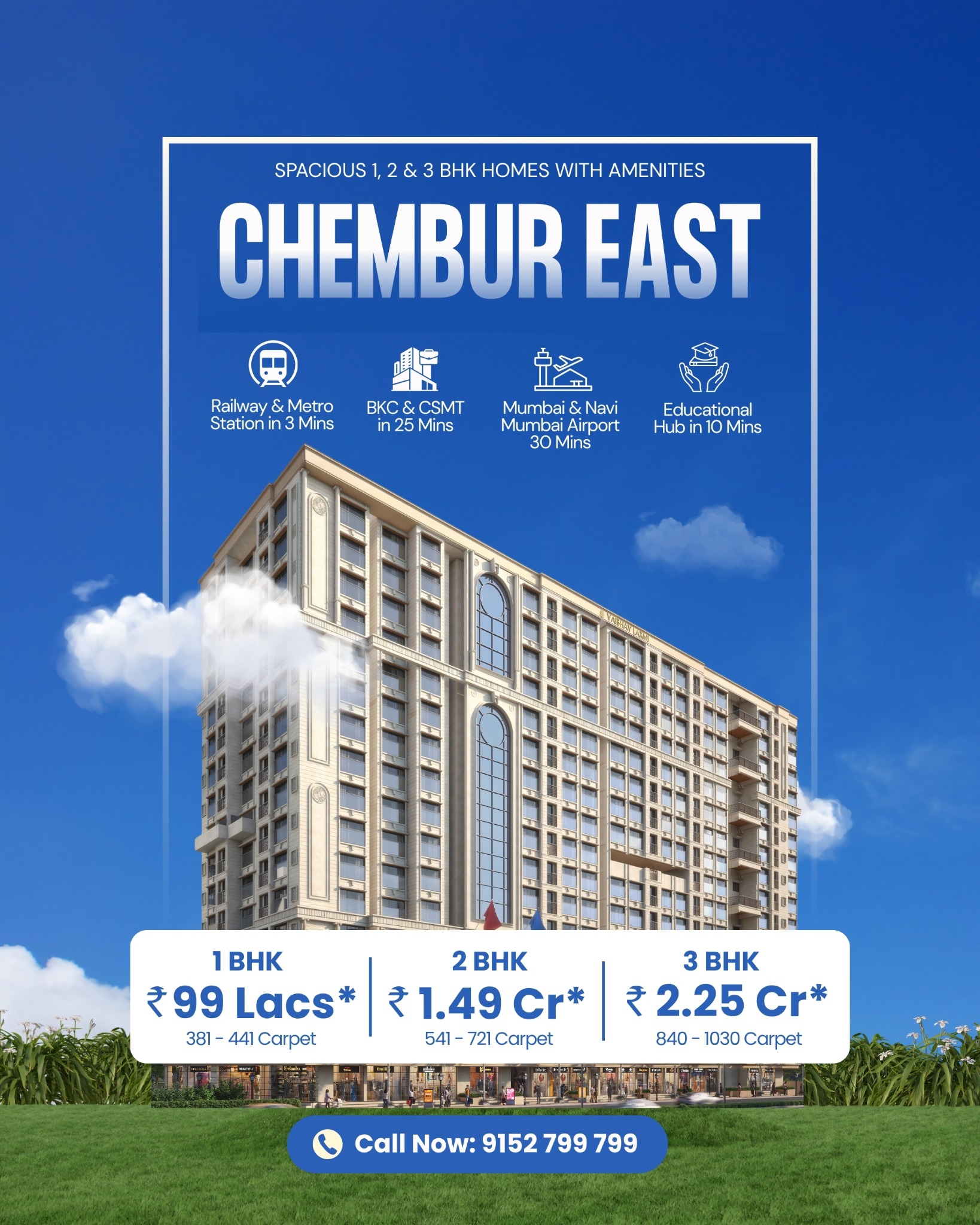 Property Deals Mumbai Facebook ad: Spacious Homes Starting at 99 Lacs* All In