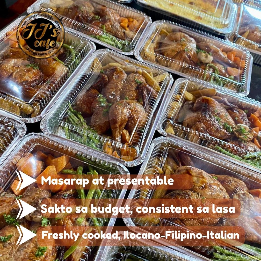 JJ's Cafe Facebook ad: You're not 'tamad' for ordering party trays, you're…