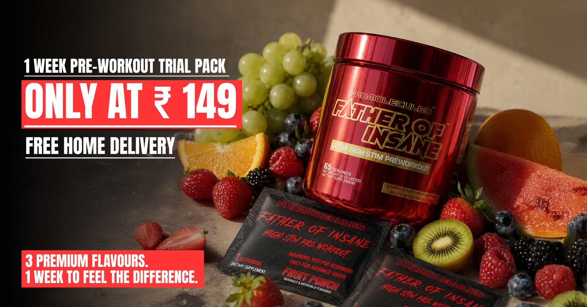 Promolecules Facebook ad: Father Of Insane Trial Pack, ₹149 with Free Home Delivery.
