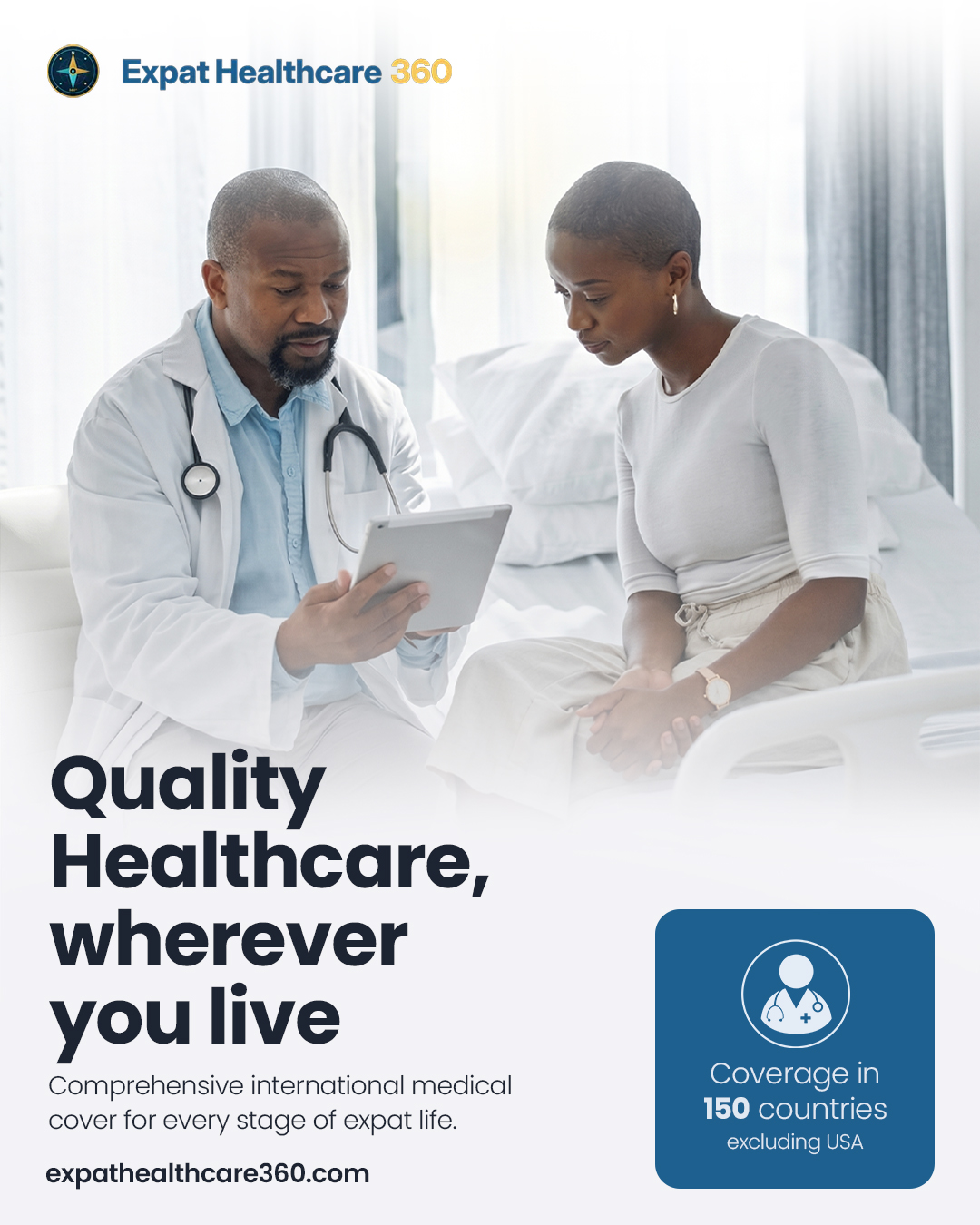 Expat Healthcare 360 Facebook ad: Health Insurance For Expats