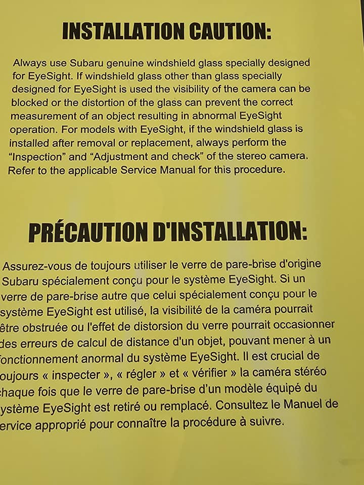 Bill's Quality Auto Glass Facebook ad: Do you drive a Subaru with Eyesight?