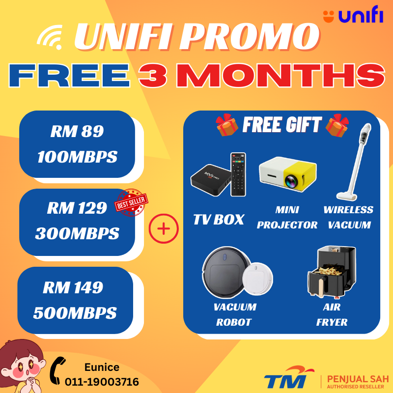 TM UNIFI Promo- Eunice Facebook ad: UNIFI FREE 3 MONTHS +GIFT