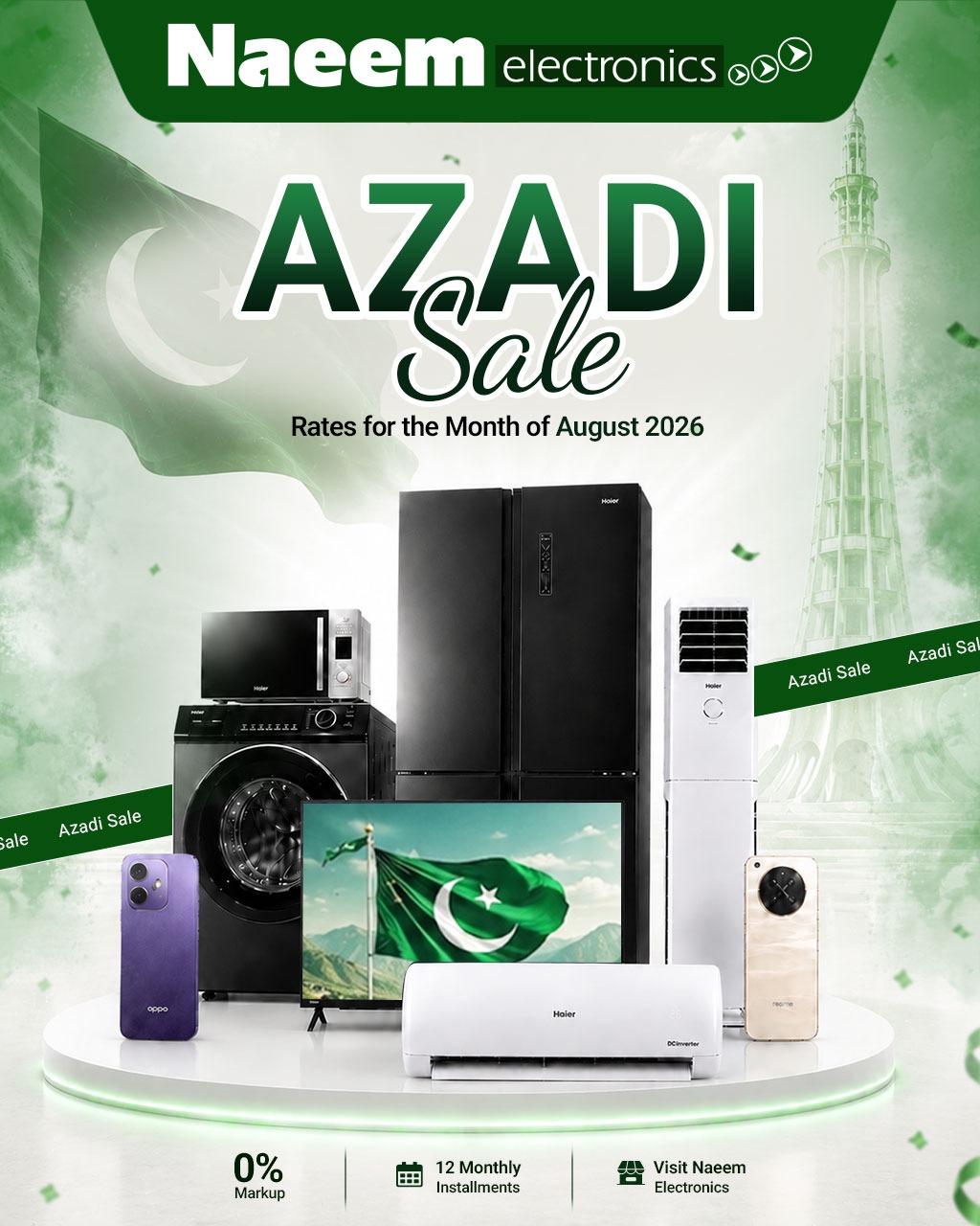 Naeem Electronics Pvt. Ltd Facebook ad: Celebrate Independence. Celebrate Bigger Savings.
