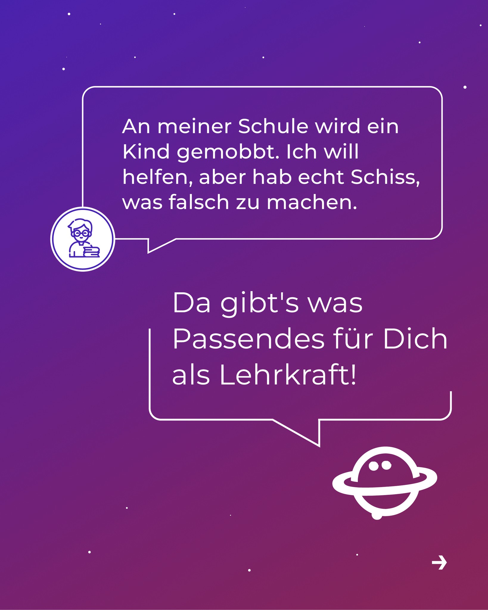 Eduplaces Facebook ad: Mit Gewaltvorfällen im Schulalltag umzugehen gehört zu den…