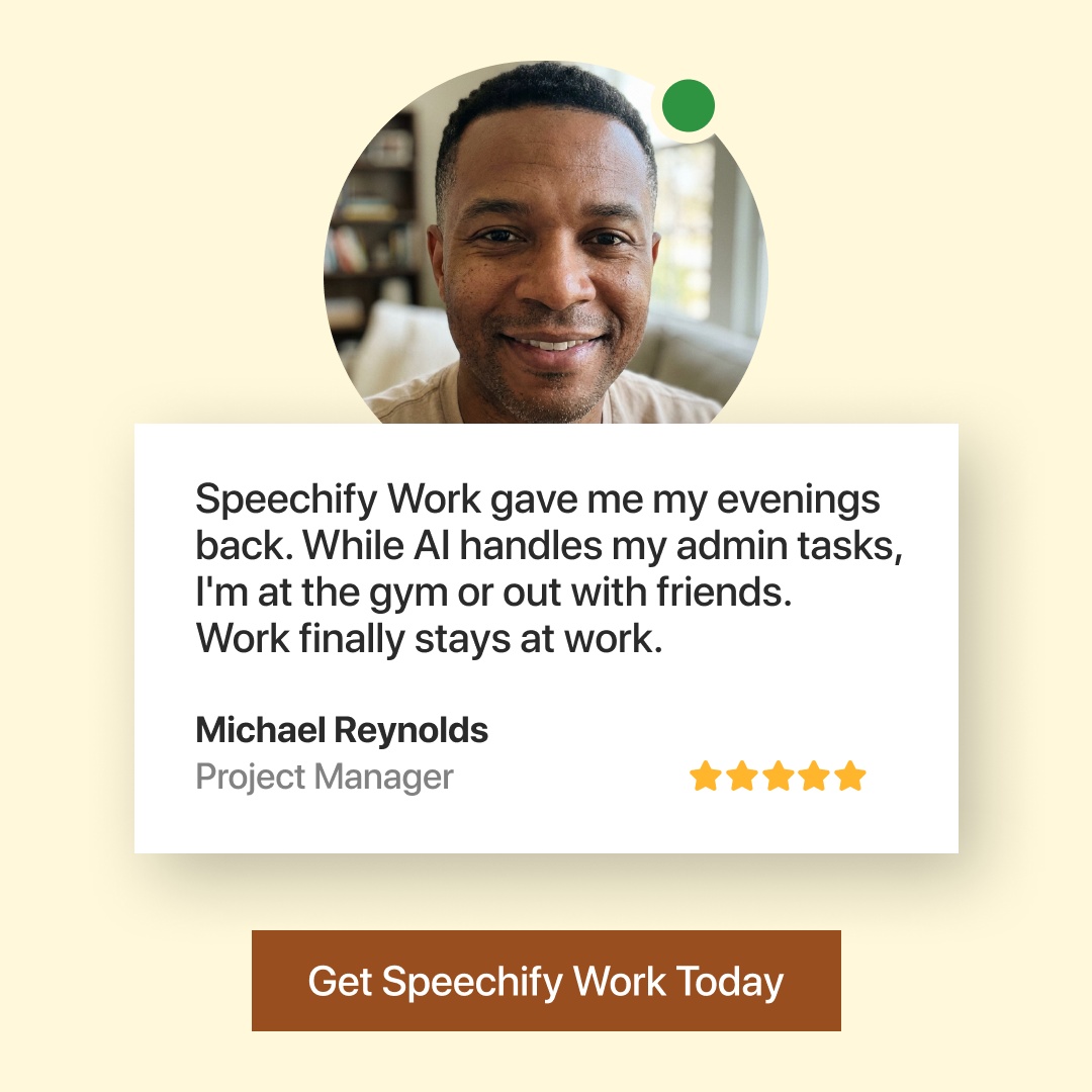 Speechify Work Facebook ad