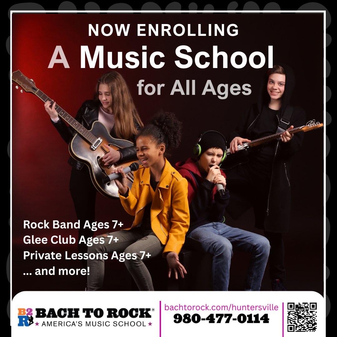 Bach to Rock Huntersville, NC Facebook ad: Your Kid. In a Real Band.