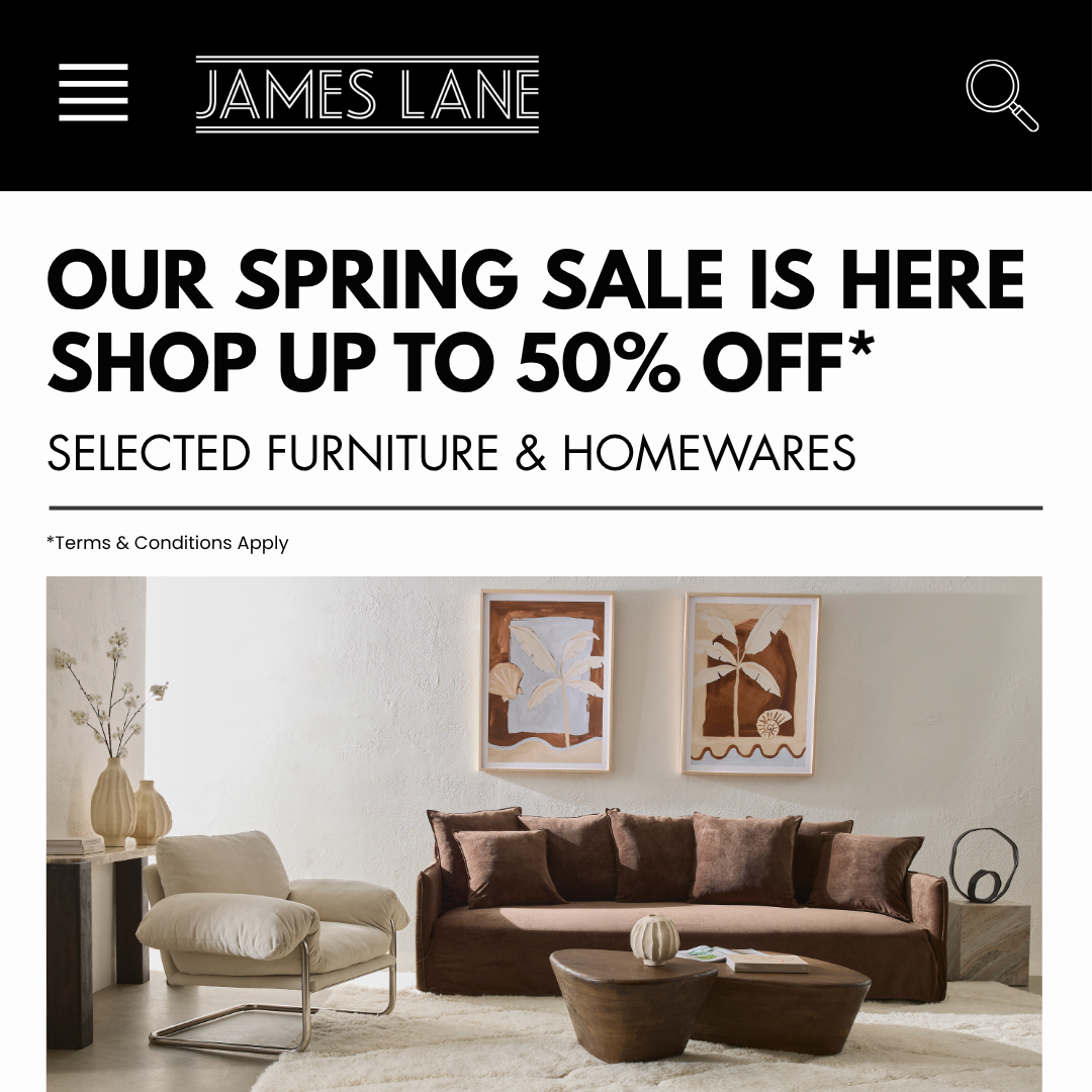 James Lane Facebook ad: Up to 50% Off Spring Sale