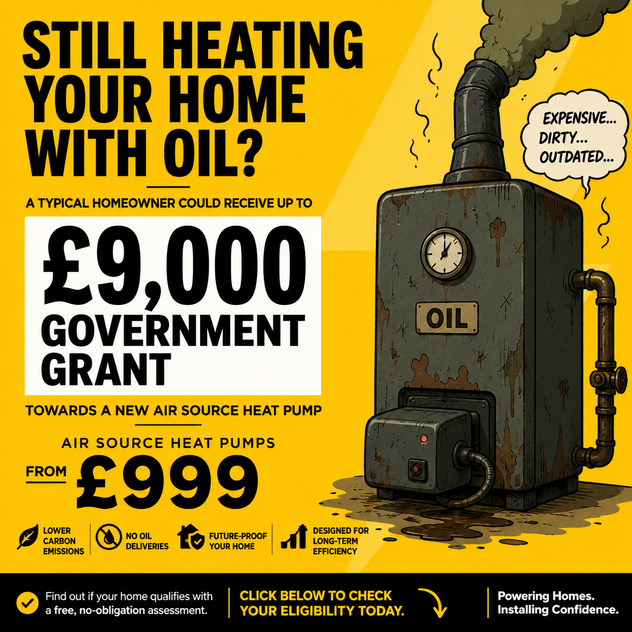 Full Power Facebook ad: £9,000 Heat Pump Grant For Oil & LPG Homes