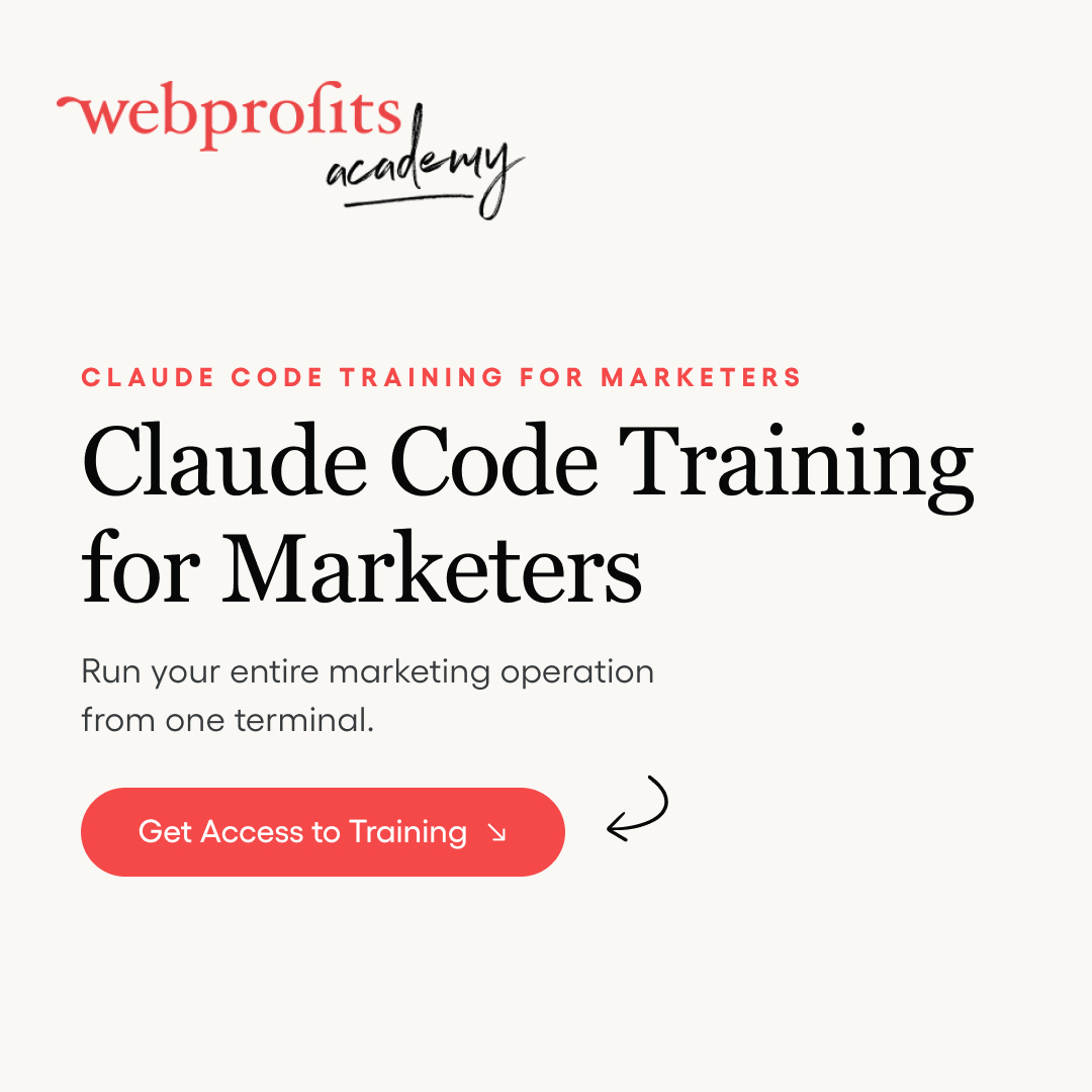 Webprofits Facebook ad: We run Claude Code across Google Ads, Meta…