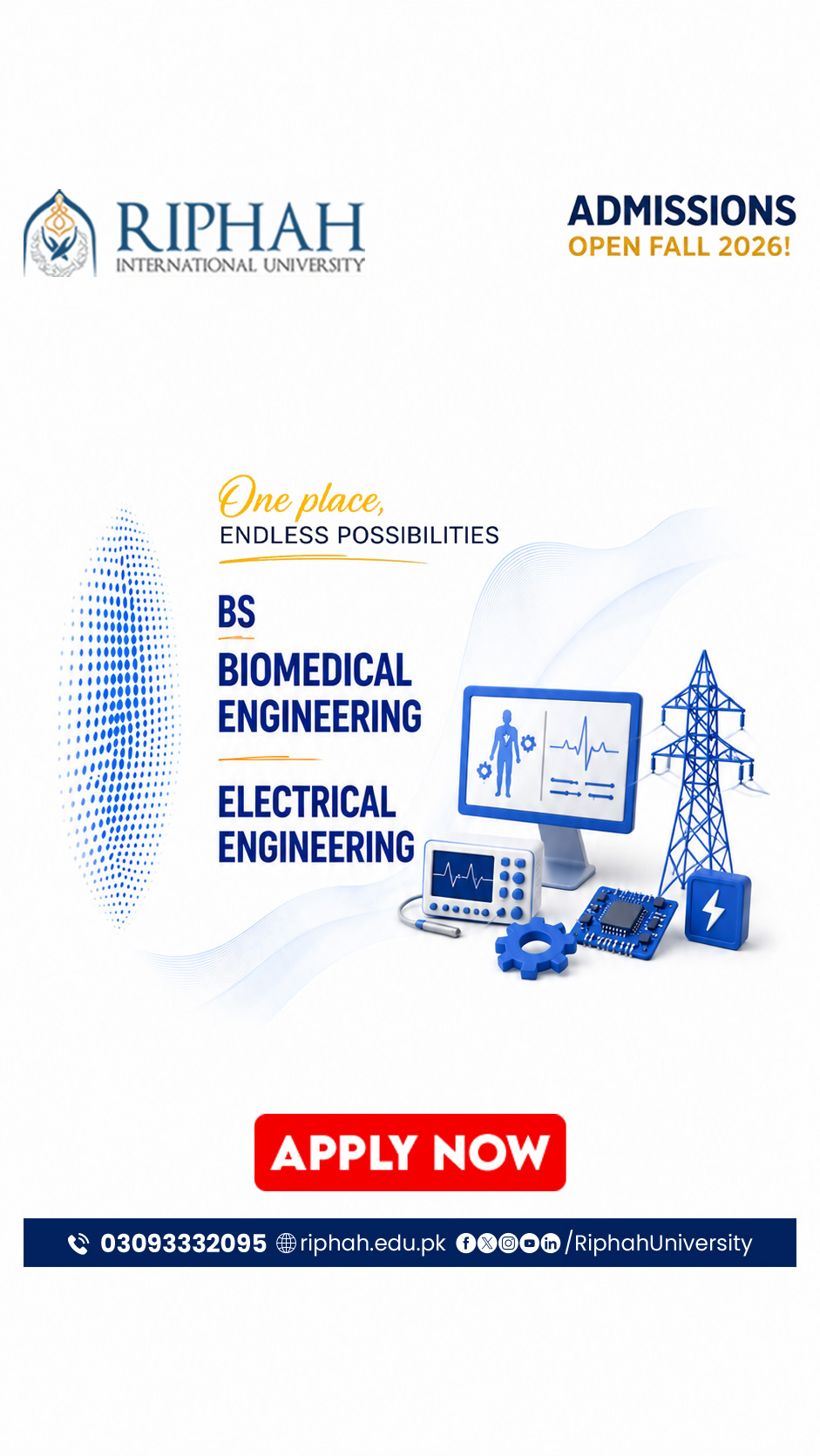 Riphah International University - Lahore Campus Facebook ad: Admissions Open Fall 2026
