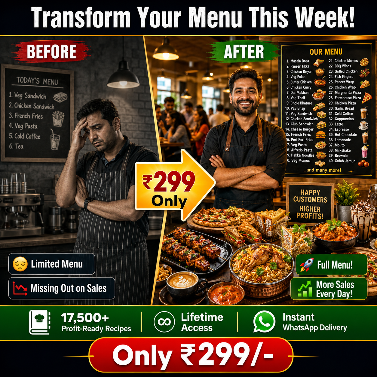 Recipe Crafter Facebook ad: Transform Your Menu This Week!