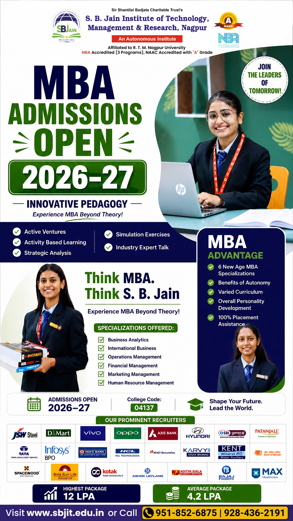 S.B.Jain Institute,Nagpur Autonomous NAAC Accredited with 'A' Grade Facebook ad: MBA Admissions For 2026